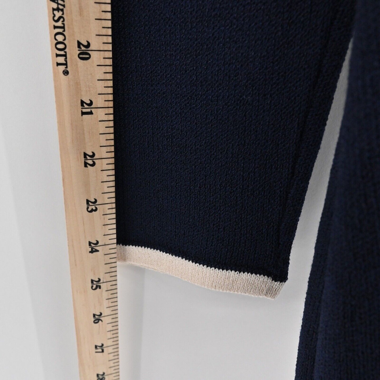 Vtg ST JOHN Skirt Suit Size 8/10 Navy Blue Santana Knit Full Zip Jacket Dog Show