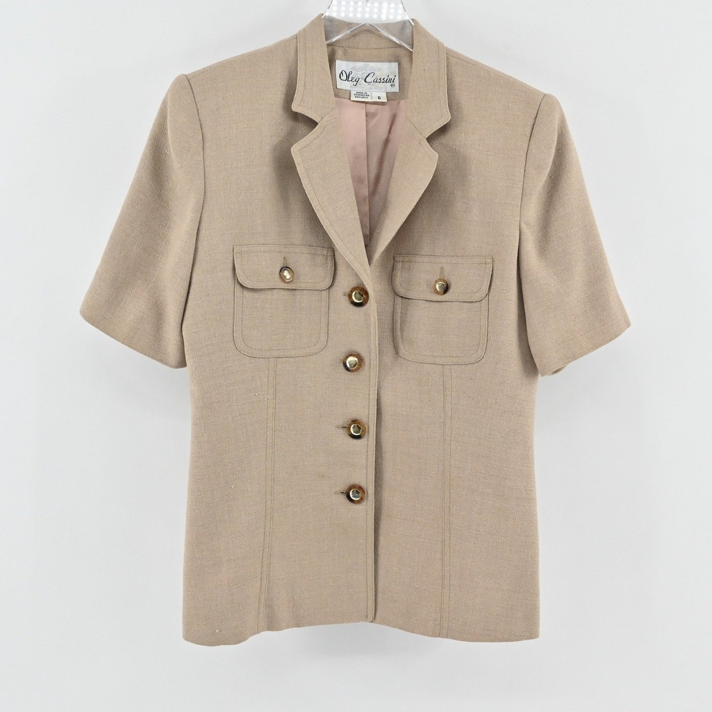 Vtg Oleg Cassini Skirt Suit Size 6 Beige Academia Old Money Quiet Luxury Career