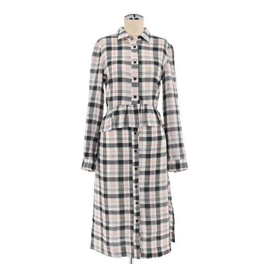 CLUB MONACO Dress Womens Size 6 Midi Flannel Shirt Plaid Peplum Waist Wool Blend