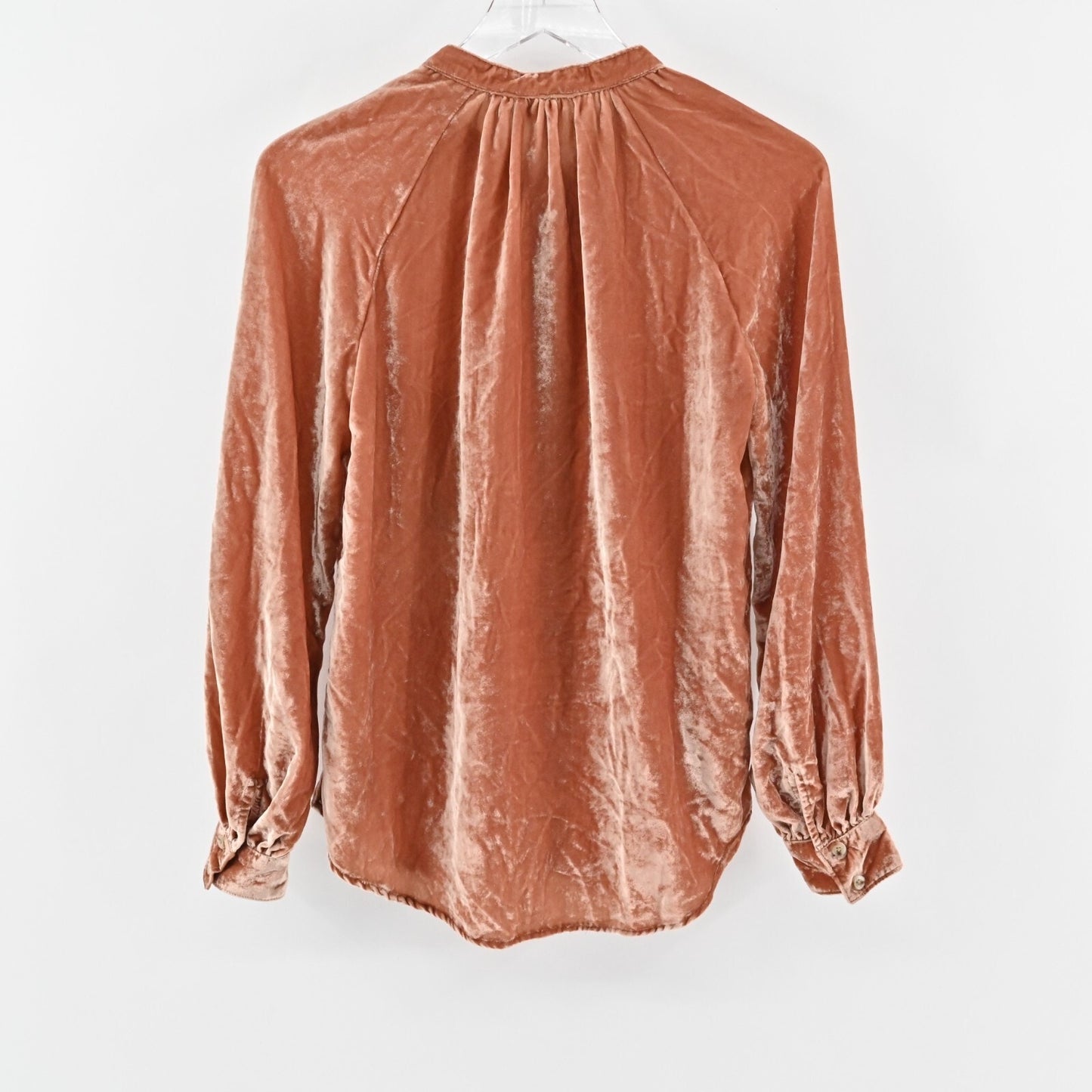 ANTHROPOLOGIE Top Womens Size XS Pilcro Velvet Femme Button Front Pocket Blouse