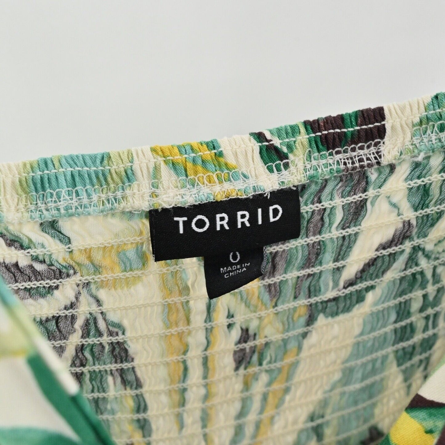 TORRID Romper Womens Size L Tropical Print Spaghetti Strap V Neck Ruffle Challis