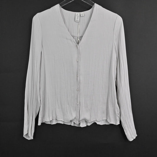 JOIE Top Womens Size XS Light Gray VNeck Button Front Long Sleeve Blouse NEW
