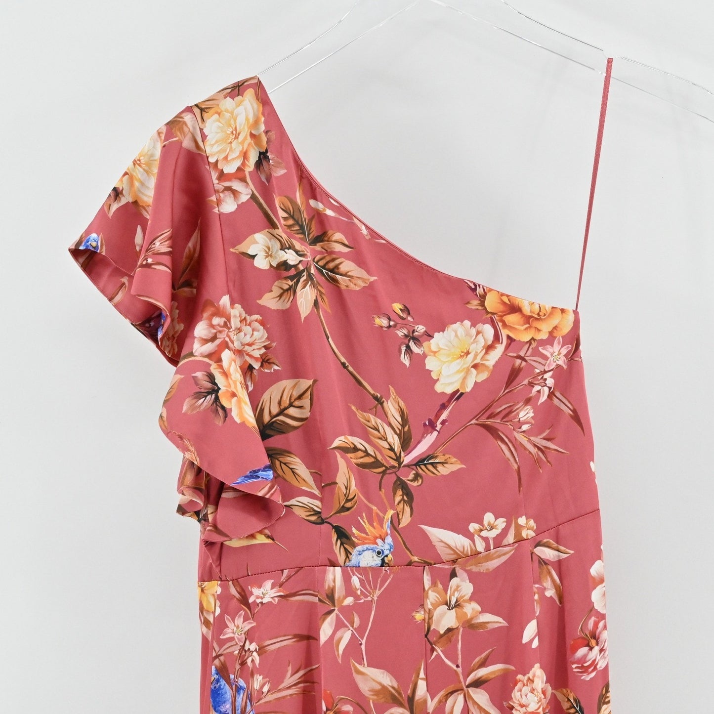 EXPRESS Floral Maxi Dress Size XS Romantic Whimsical One Shoulder Ruffle Elegant