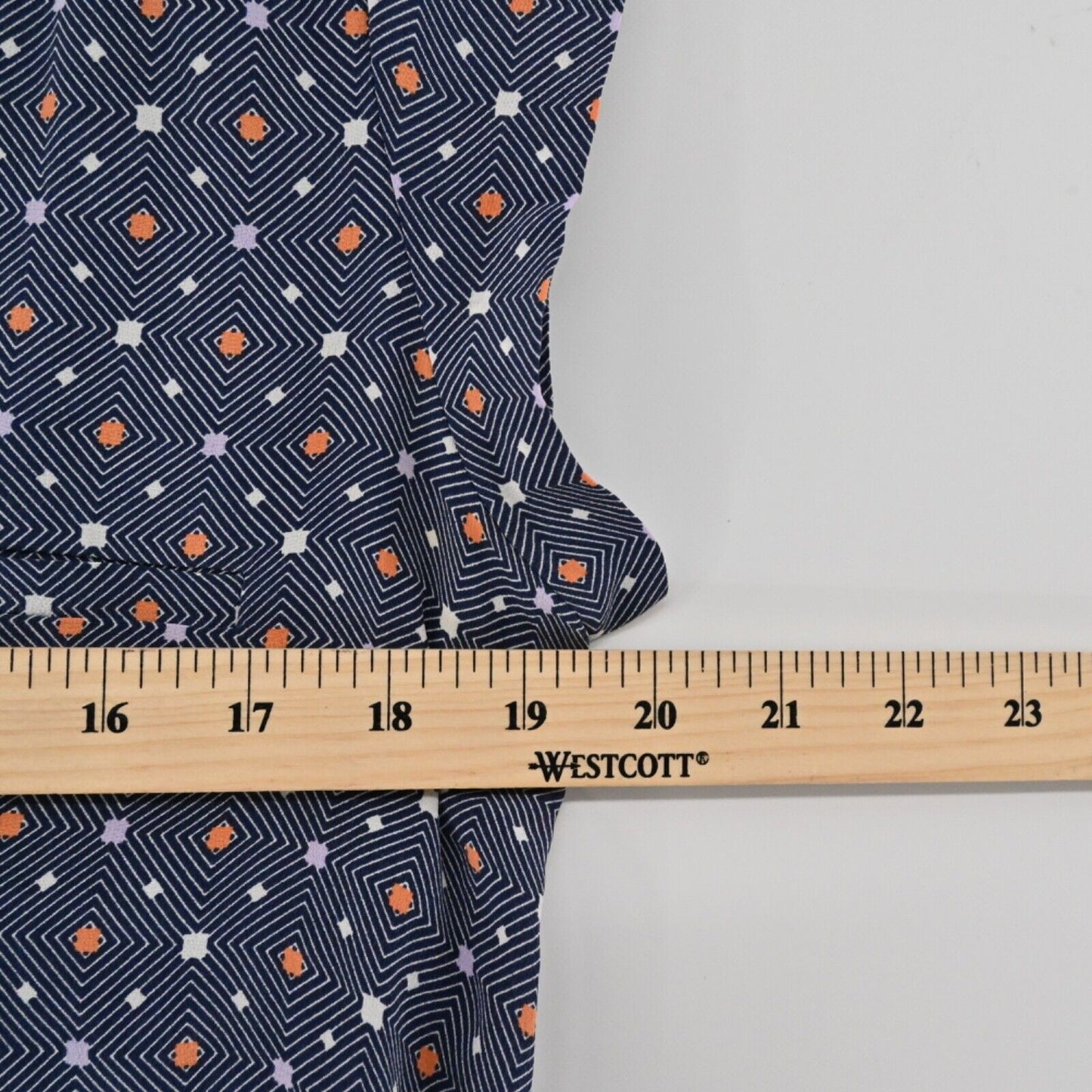 JOIE Top Womens Size XS Blue Geometric Print 100% Silk Ryanna Cap Sleeve VNeck