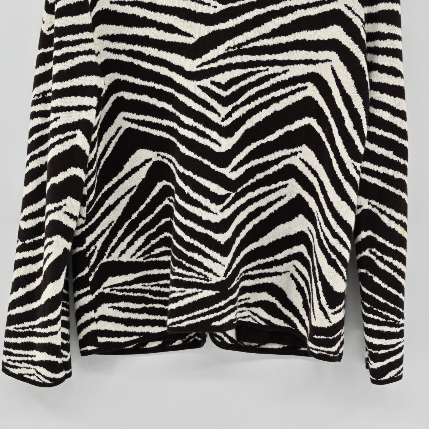 Vtg LAURA ASHLEY Sweater Jacket Womens Size L Zebra Print Button Down Cardigan