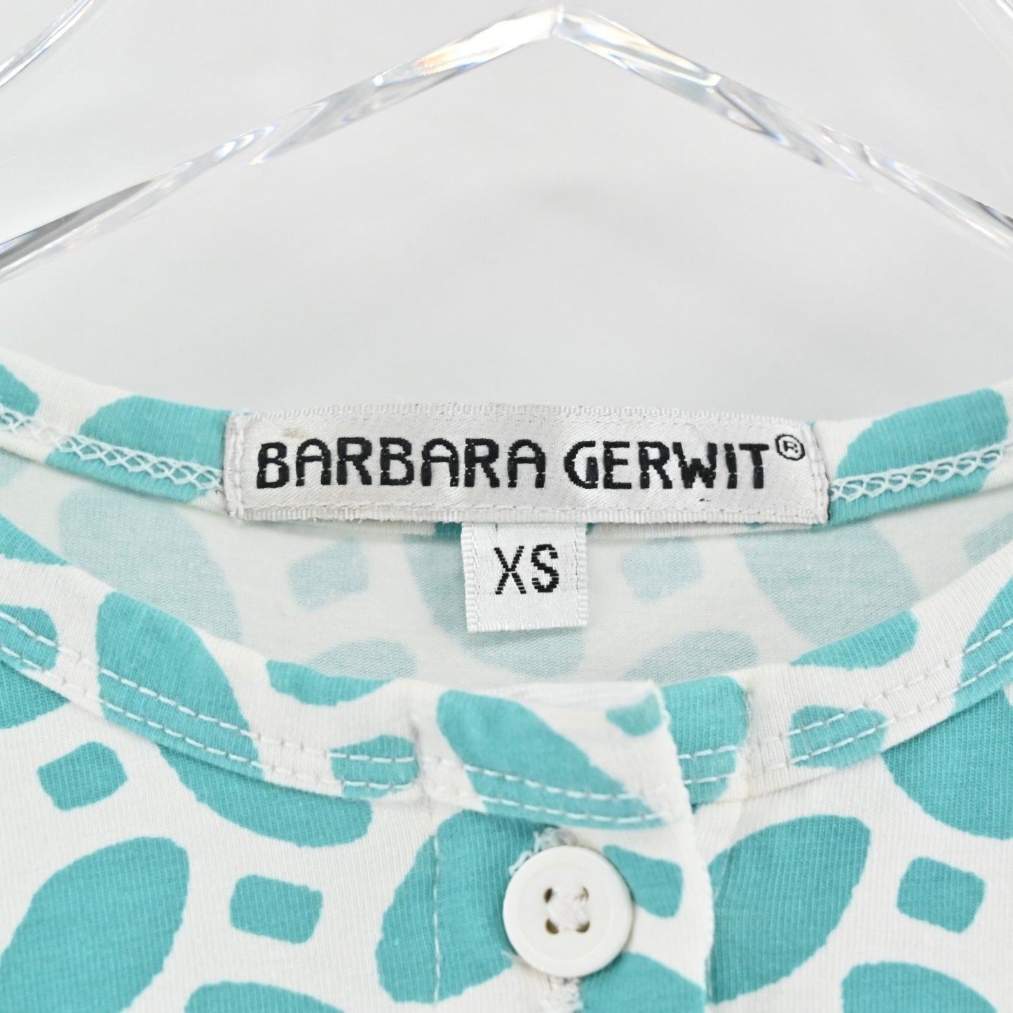 Barbara Gerwit Womens Cardigan Size XS Blue Green Coastal Preppy Cotton Button