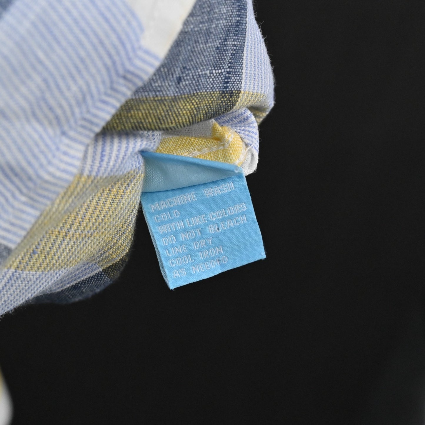 J McLaughlin Mens Plaid Collared Shirt Size XL Linen Blue Yellow Button Down