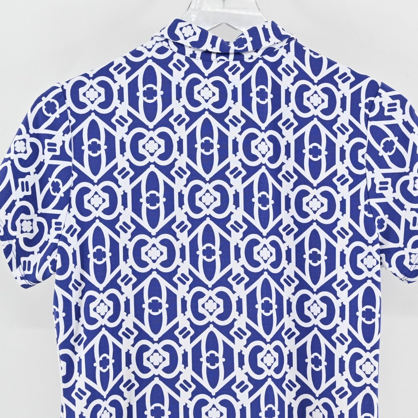 IBKUL Dress Size S Blue White Print Polo Stretch UPF 50+ Outdoor Preppy Outdoors