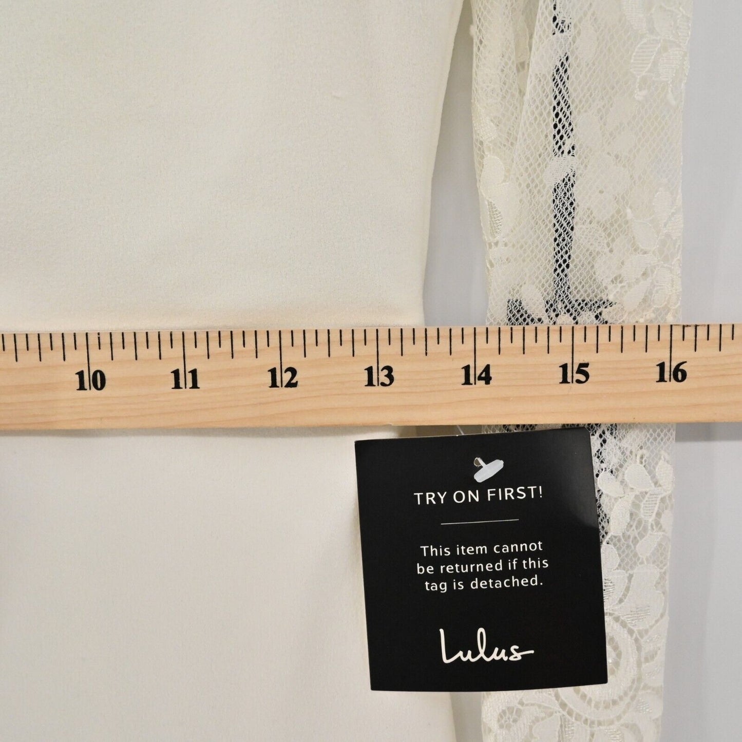 LULUS Dress Womens Size S Ivory Lace Sleeves High Neck Bodycon Bridal Party NEW