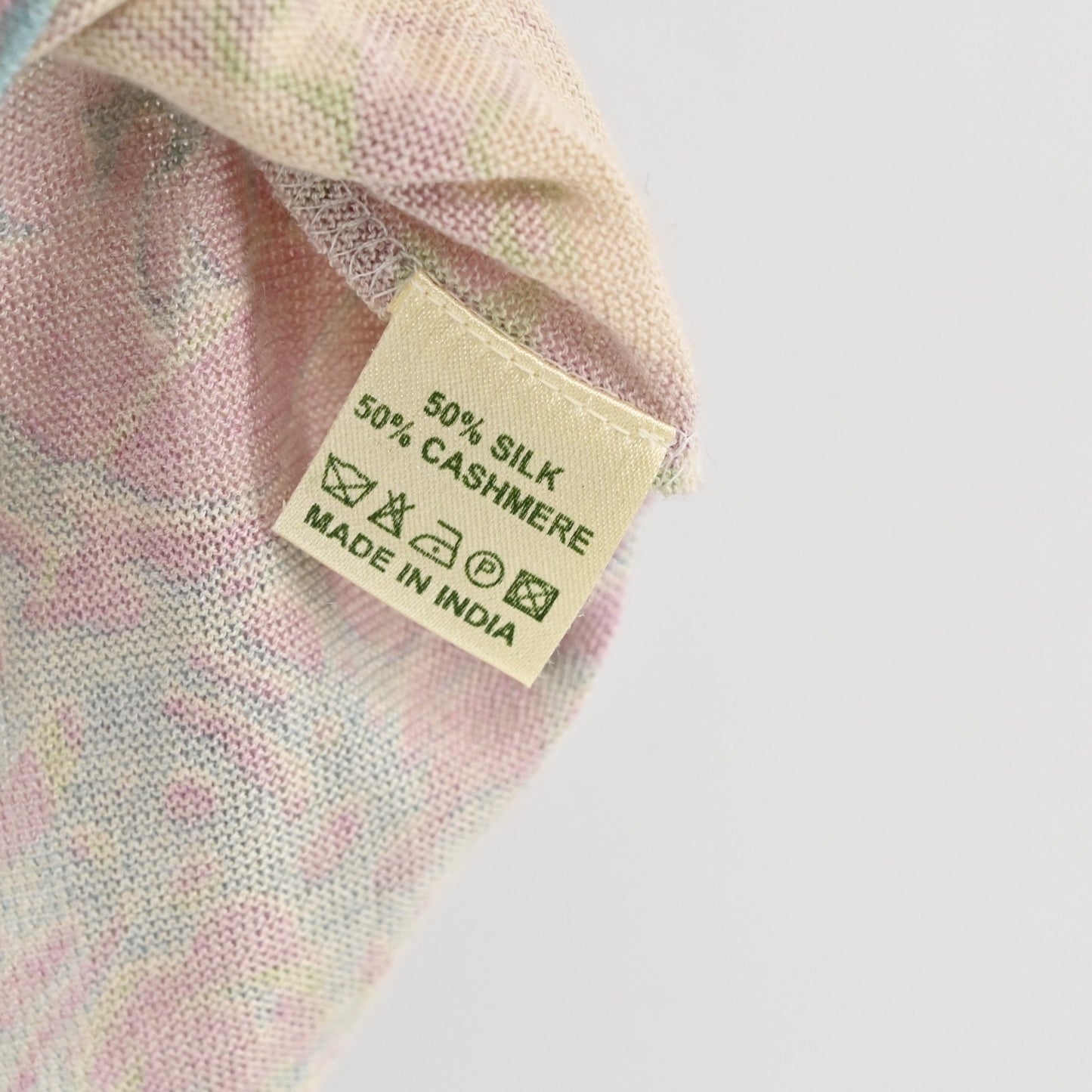 Pashma Womens Silk Cashmere Top Size S Pink Floral Scoop Neck Tee Y2k Boho India