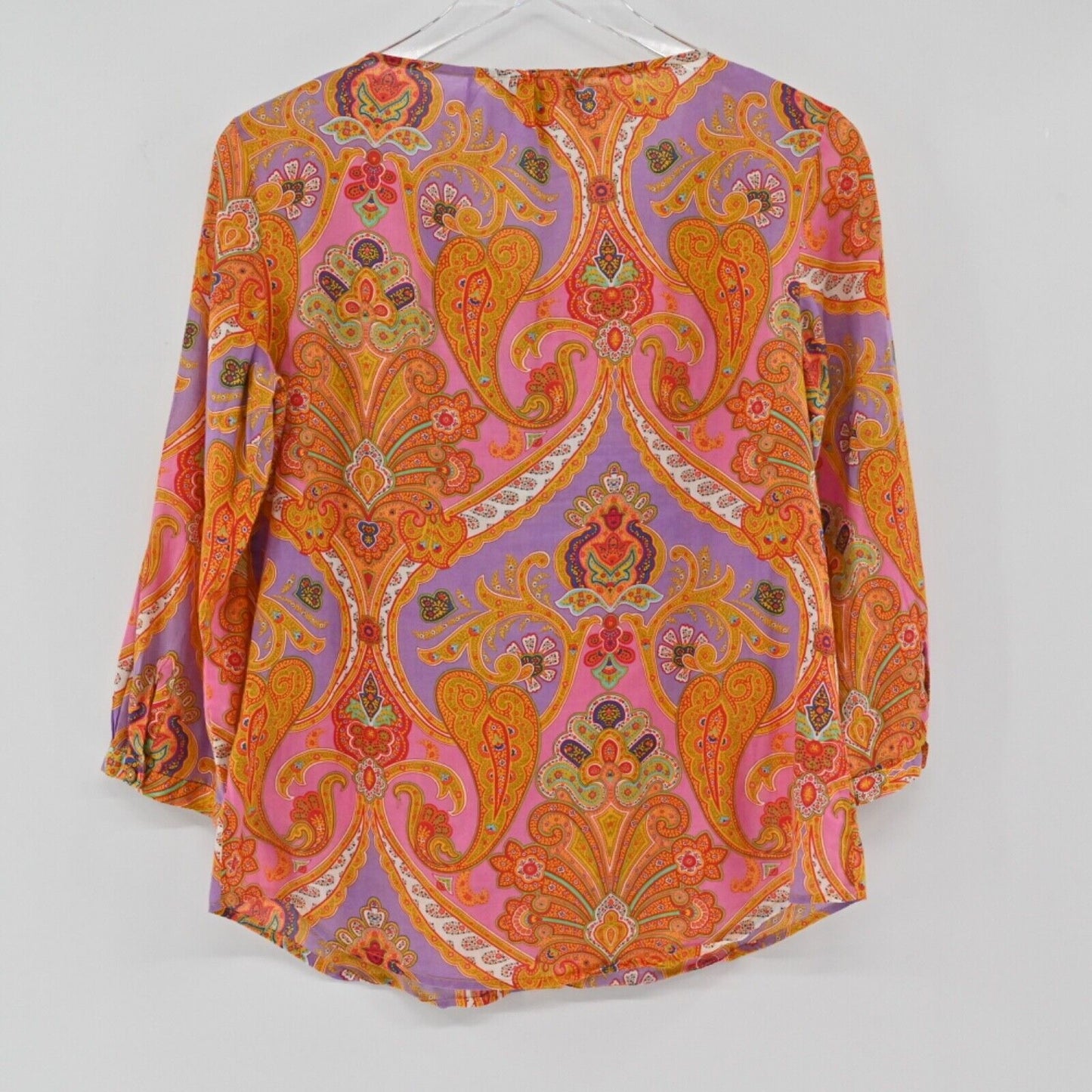 Vtg LAUREN RALPH LAUREN Top Womens Sz XS Paisley Cotton Ruffle Peasant Boho 00s