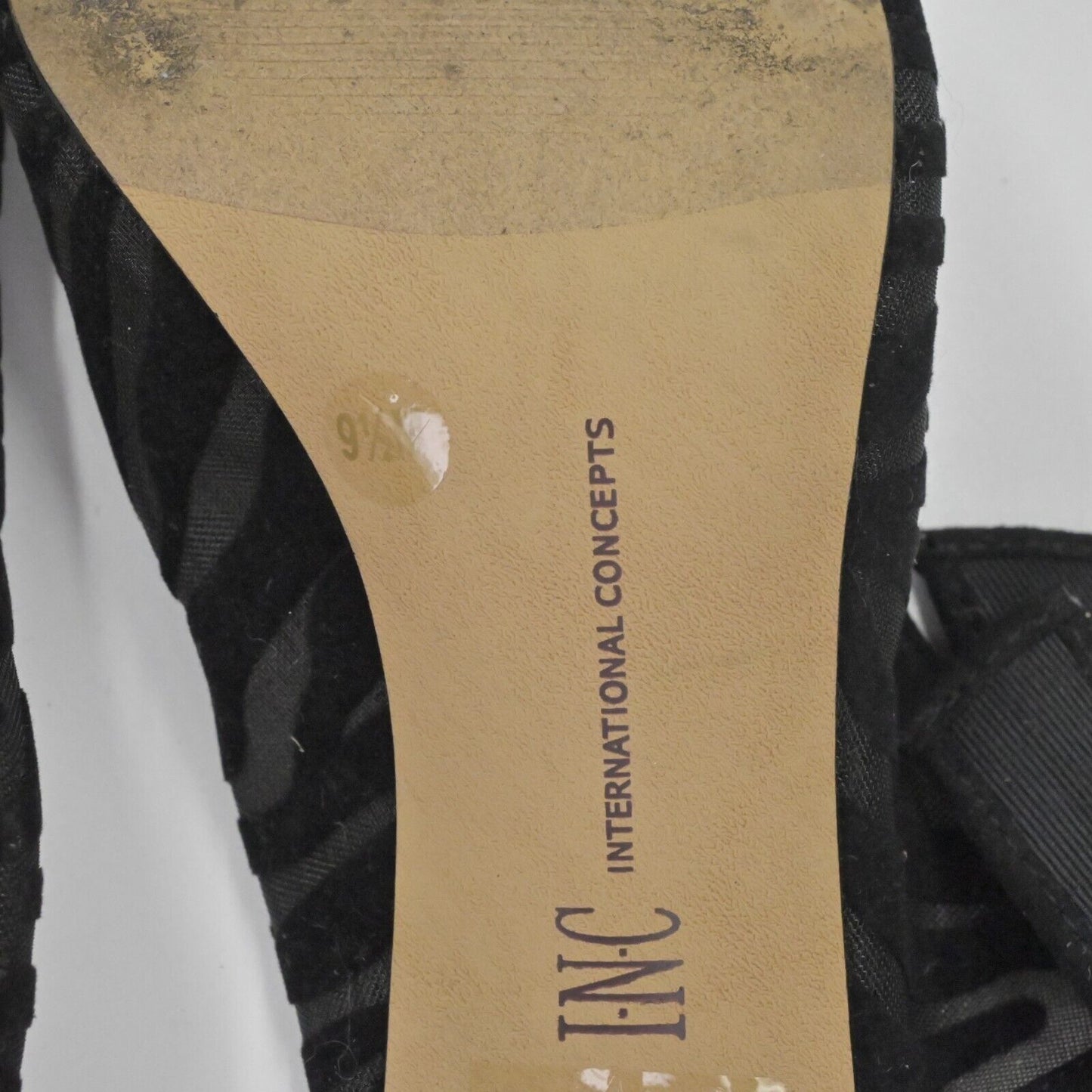 INC Slingback Heels Womens Size 9.5 Black Zebra Velvet Mesh Bow Coletta Stiletto