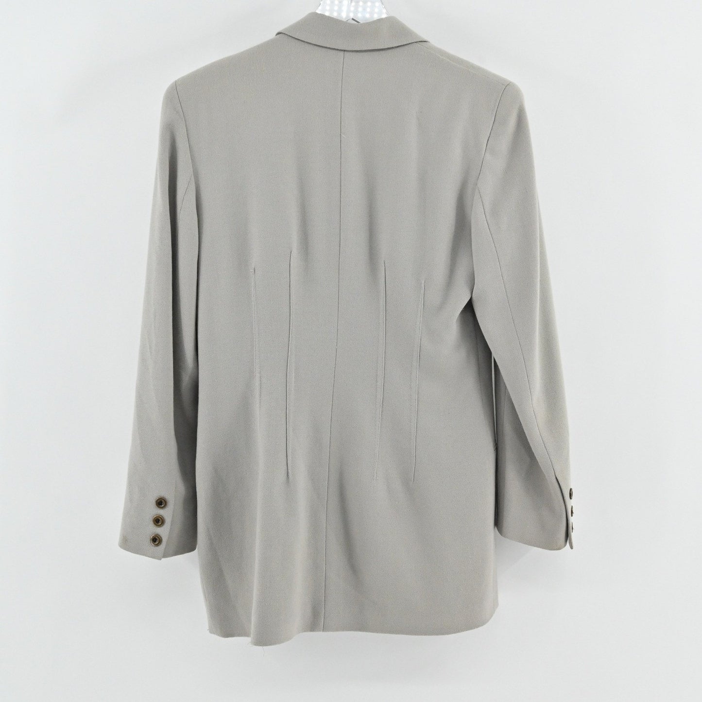 Vtg Cynthia Steffe Womens Wool Blazer Size 6 Gray Longline Jacket Button Front