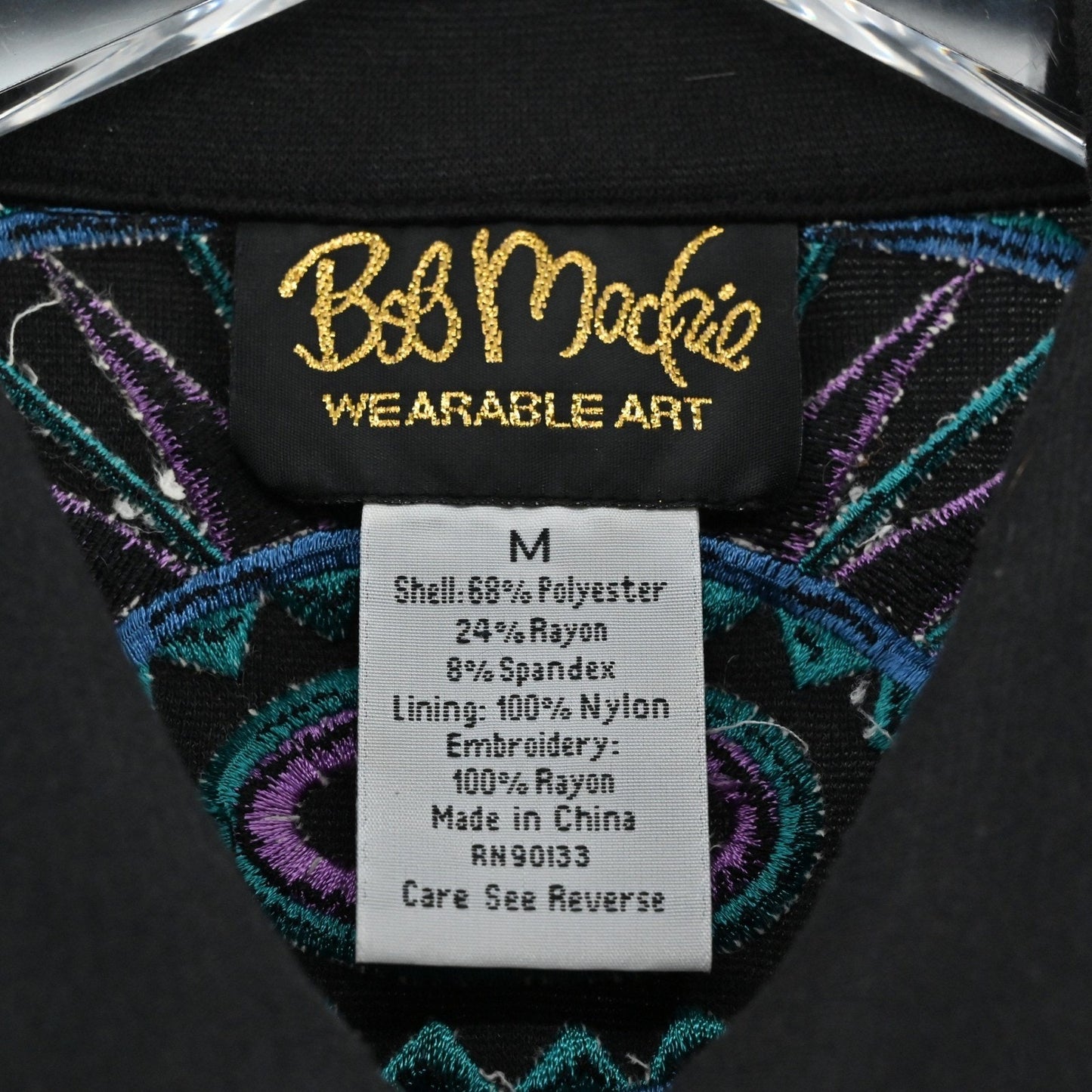 Bob Mackie Womens Embroidered Jacket Size M Black Zip Up Western Wearable Art