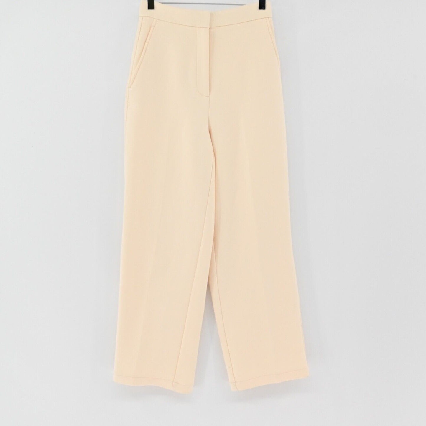 ZARA Pants Womens Sz XS Ivory High Rise Straight Leg Minimalist Dress Career NEW