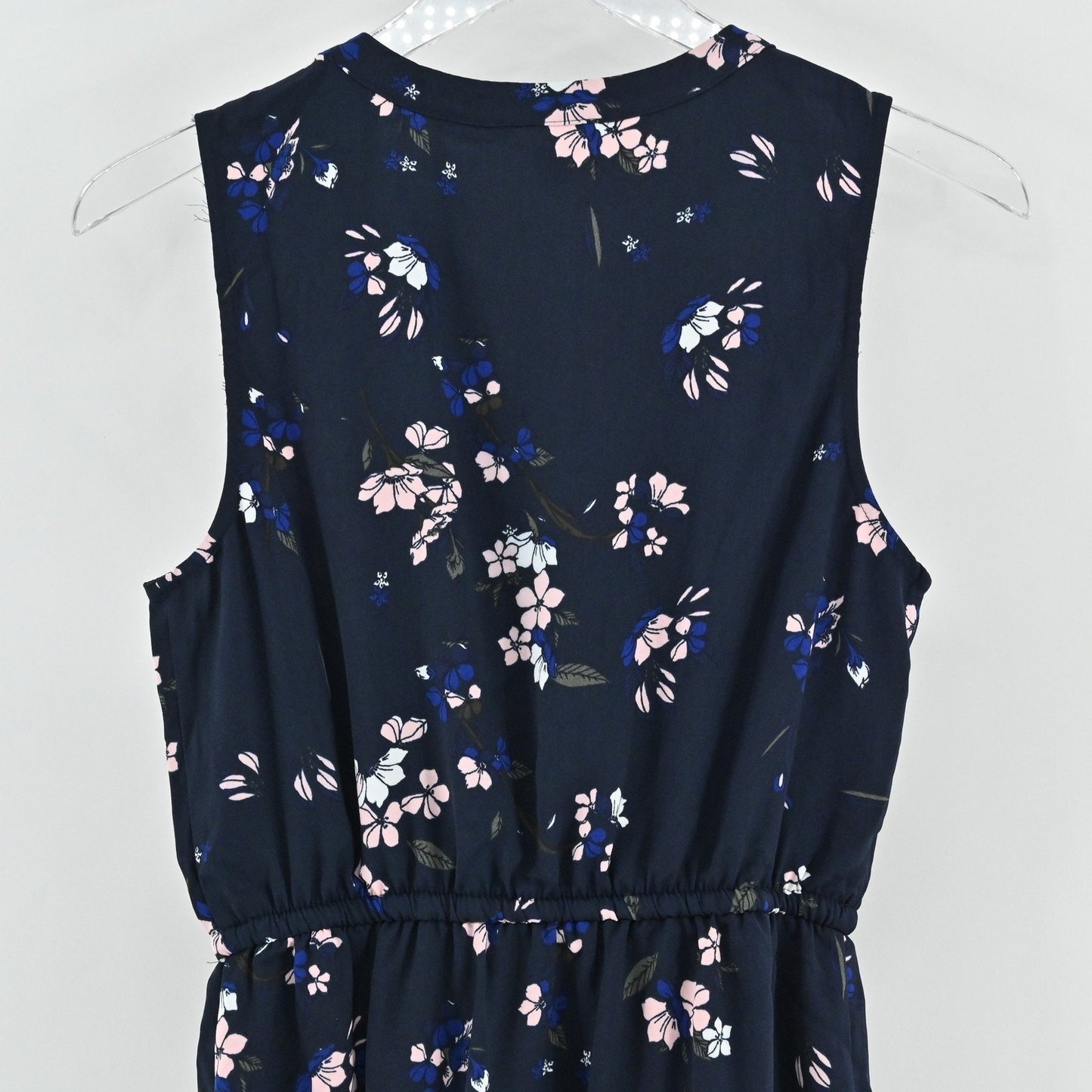 41 Hawthorn Womens Sleeveless Floral Mini Dress Size S Navy Pink Drawstring NEW