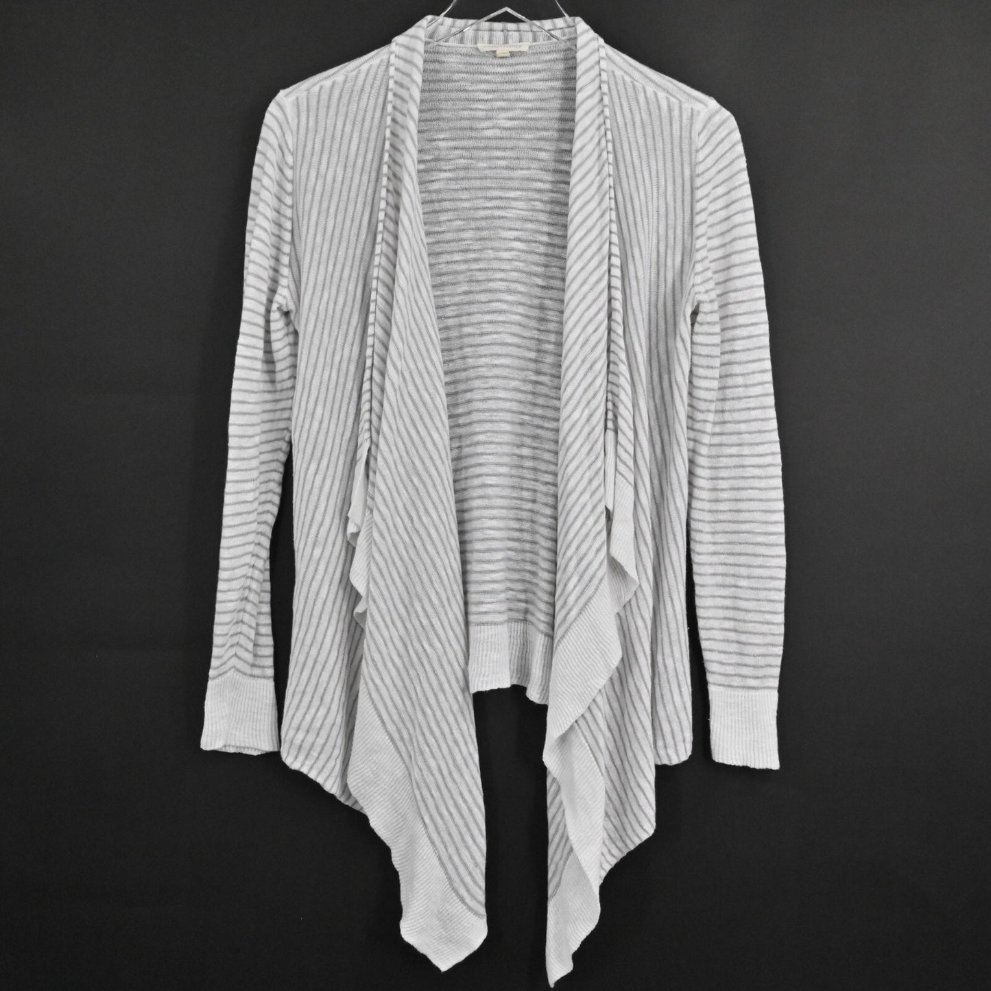 EILEEN FISHER Sweater Womens Sz XS Waterfall Front Stripe Cardigan Linen Capsule