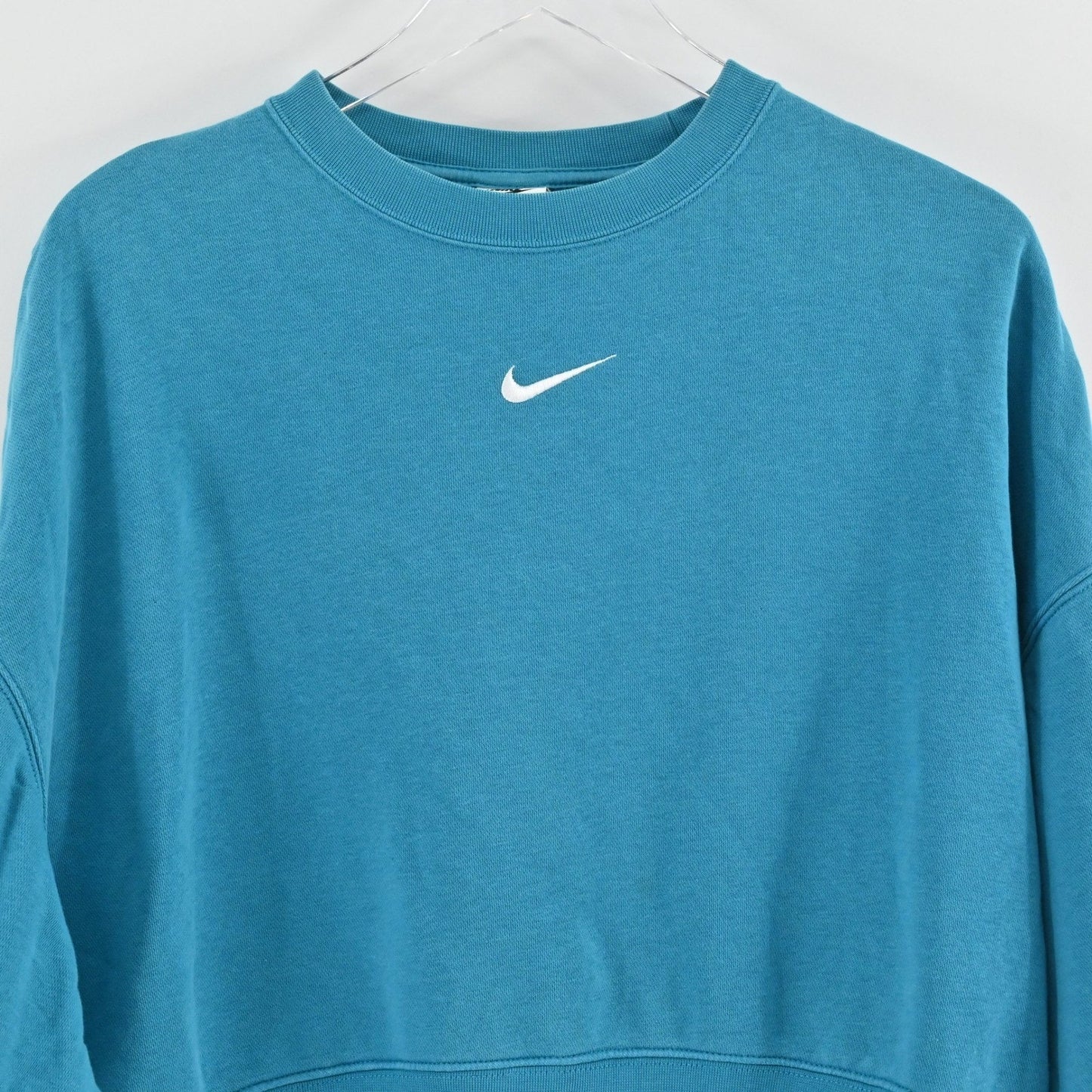 Nike Womens Phoenix Fleece Crewneck Sweatshirt Size XS Blue Cropped Athleisure