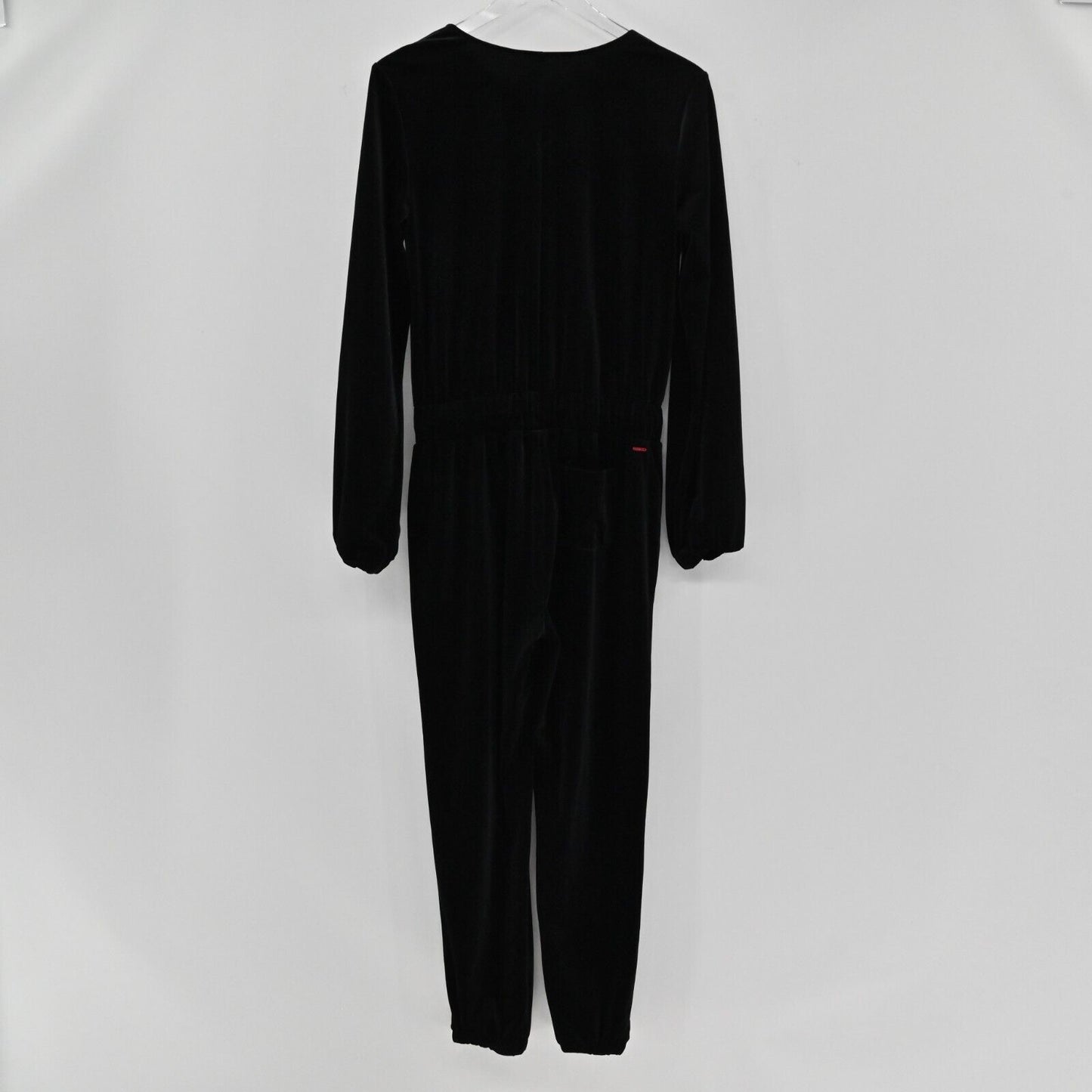 N PHILANTHROPY Jumpsuit Womens Sz S Velour Viper in Black Cat Surplice Neckline