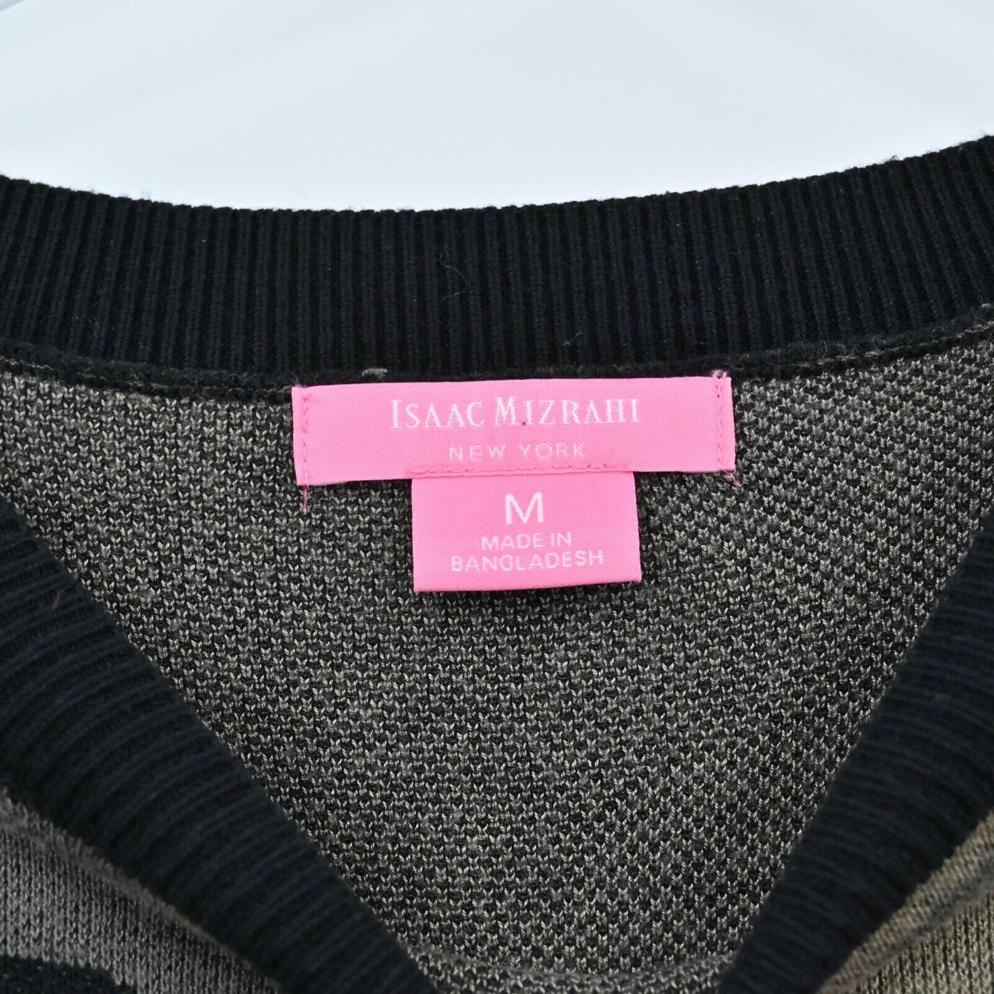 ISAAC MIZRAHI Sweater Womens Size M Green Black Camo Knit Crewneck Pullover Army