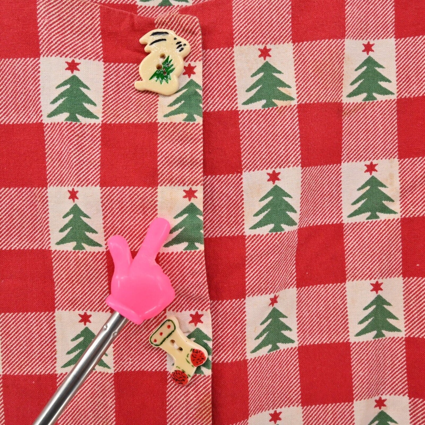 Vtg JG HOOK Dres Size 3XLX Sleeveless Christmas Tree Button Primative Cabincore