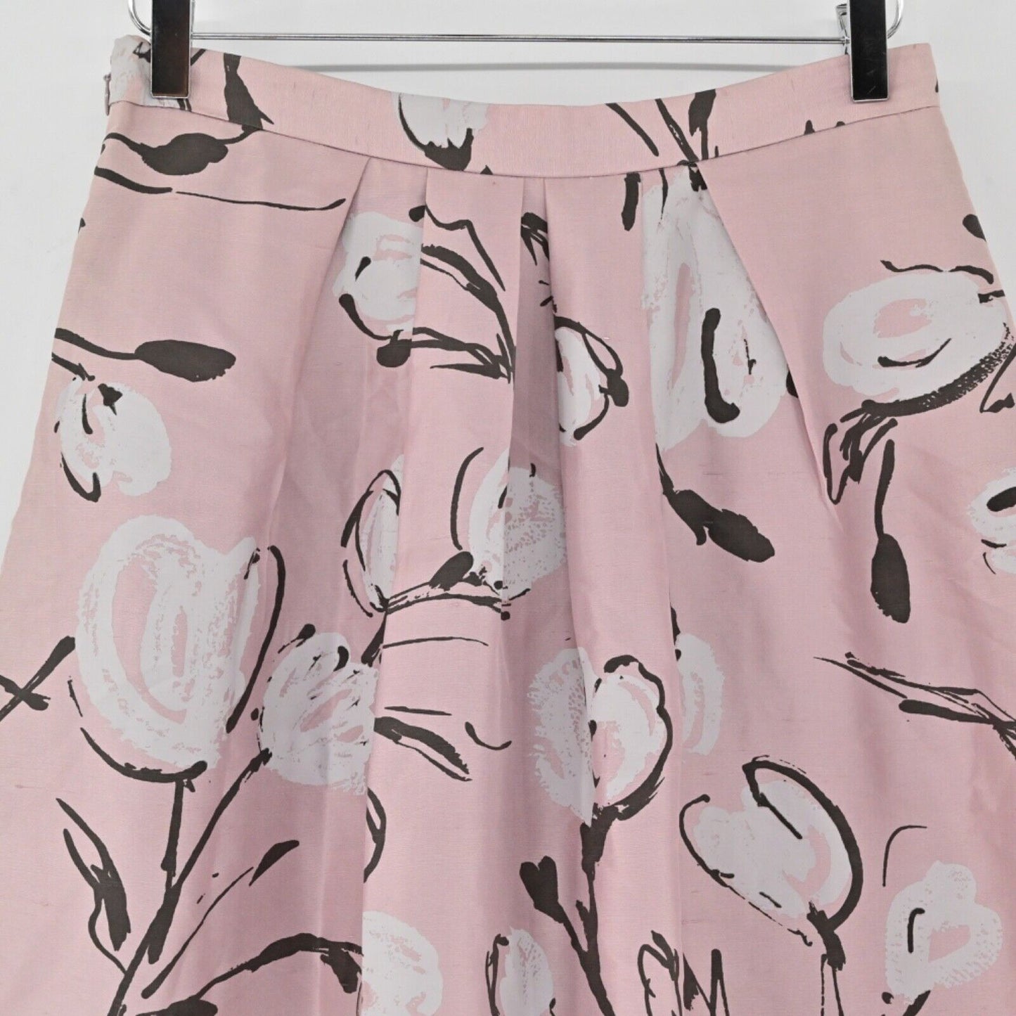 MOSCHINO Skirt Womens Size 8 Pink Floral 100% Silk Pleated Flare CHEAP AND CHIC