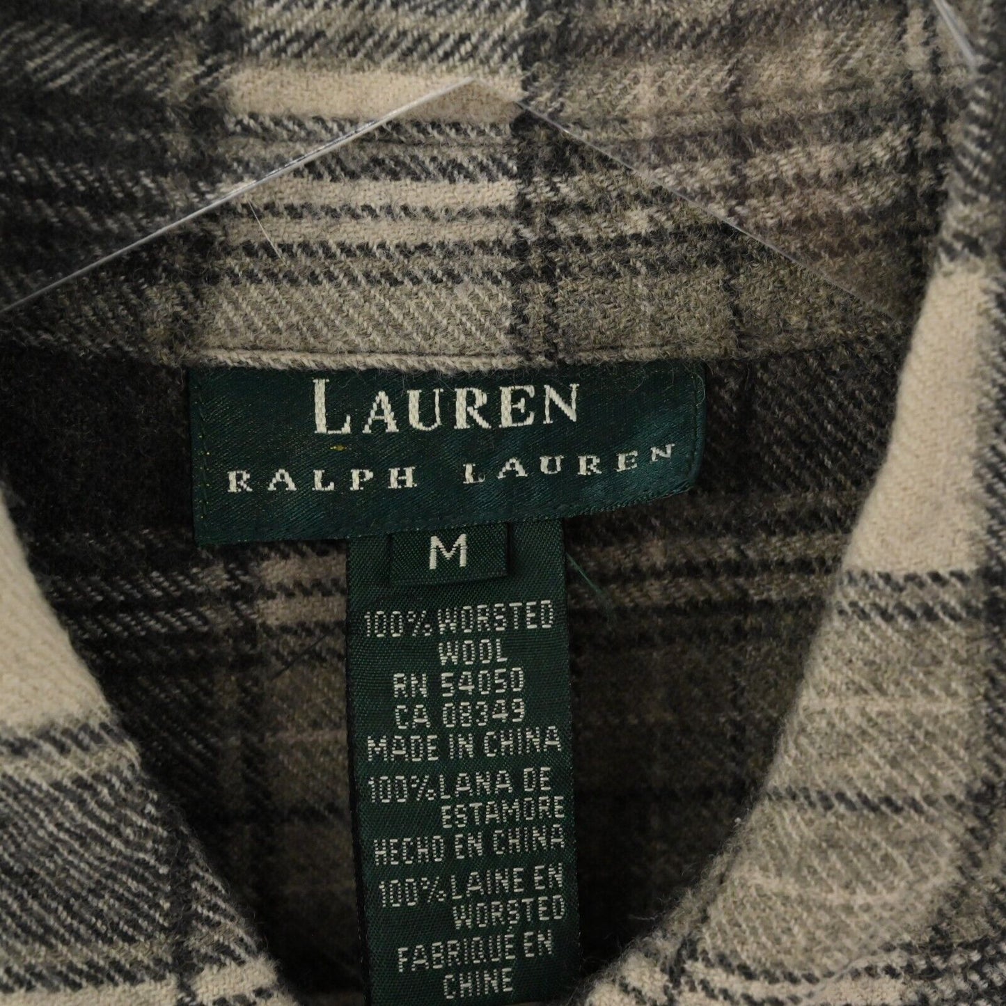 LAUREN RALPH LAUREN Shirt Mens Size M Long Sleeve Plaid Wool Button Up Pocket