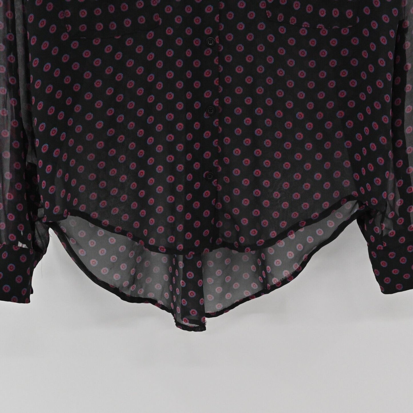 FREE PEOPLE Top Womens Size XS Easy Rider Button Down Blouse Black Combo Floral