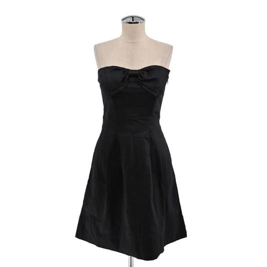 GRETCHEN SCOTT Dress Womens Sz XS Black Strapless Sweetheart Bow Fit Flare Retro