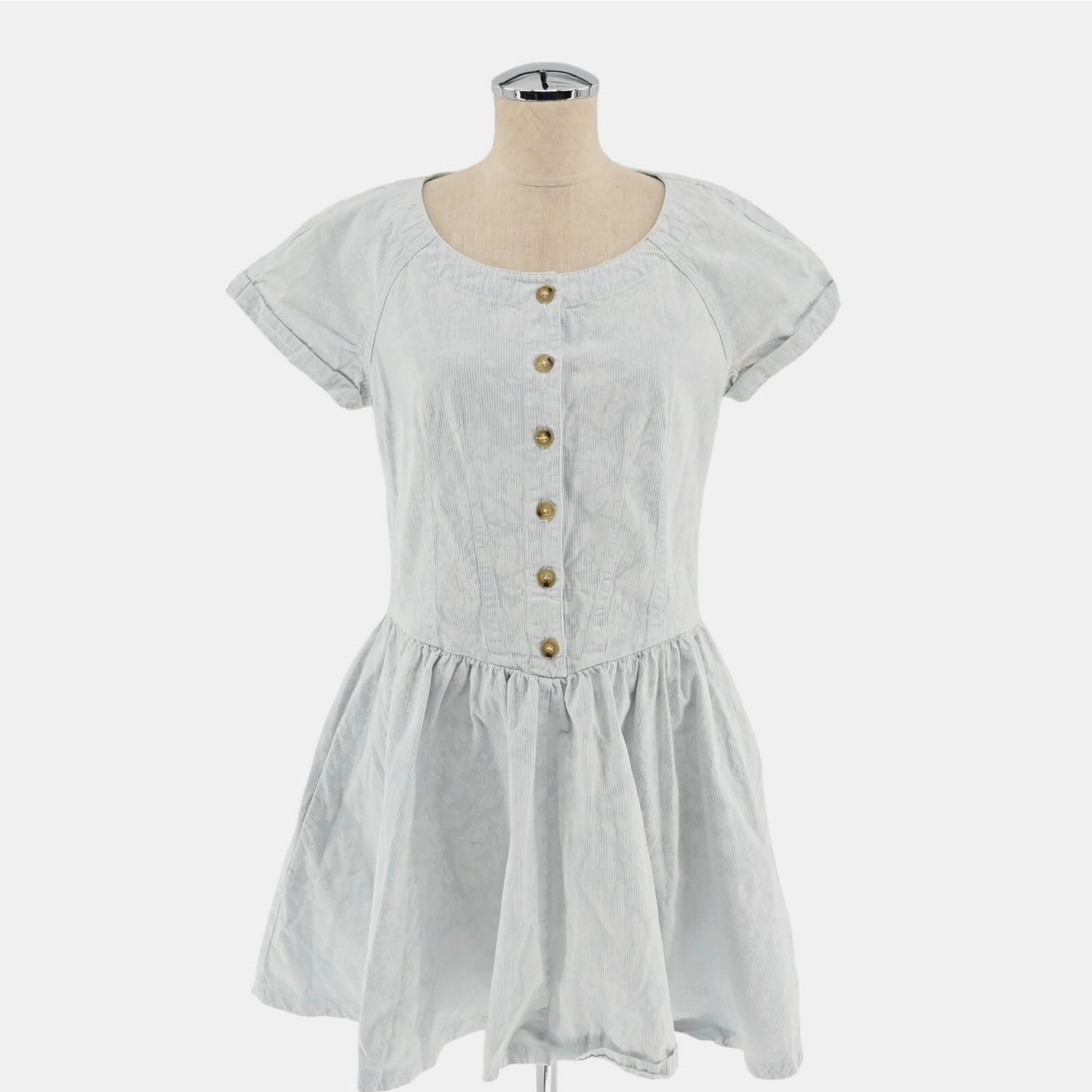 REISS Womens Hickory Stripe Floral Dress Sz 8 Drop Waist Coastal Cowgirl Western