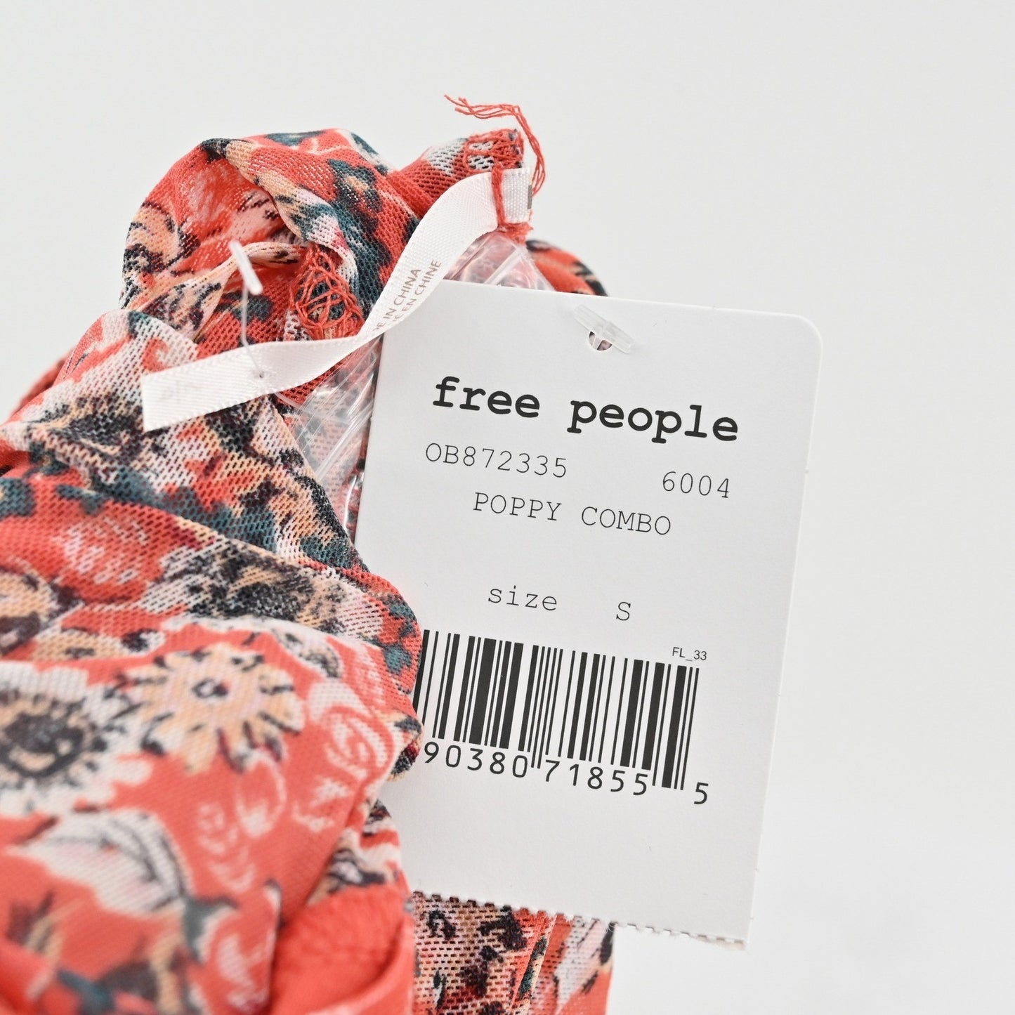 Free People Womens All Dolled Up Top Size S Poppy Combo Floral Mock Neck Crop