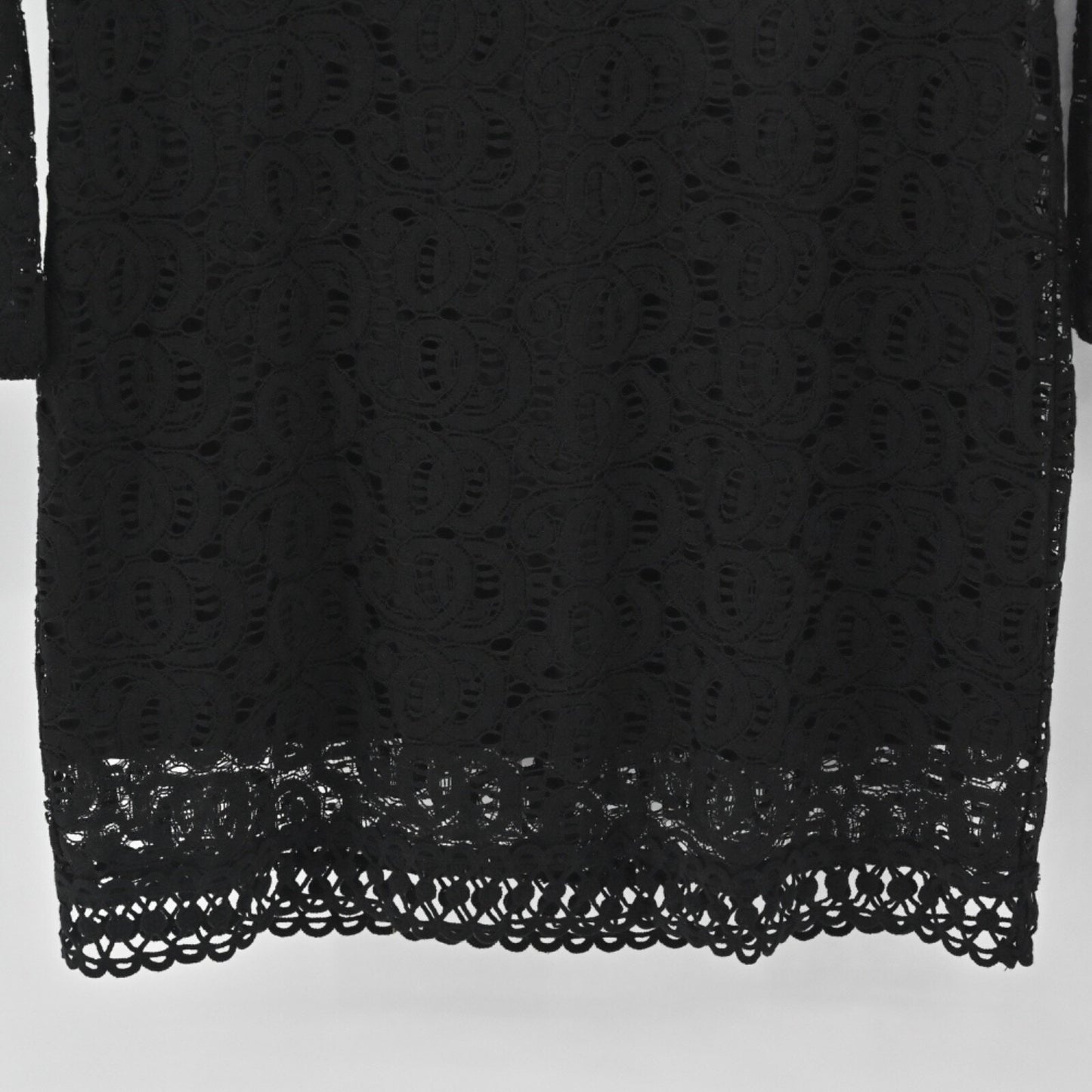 LAUNDRY by SHELLI SEGAL Dress Size 4 Black Lace Dark Romantic Sheer Long Sleeve