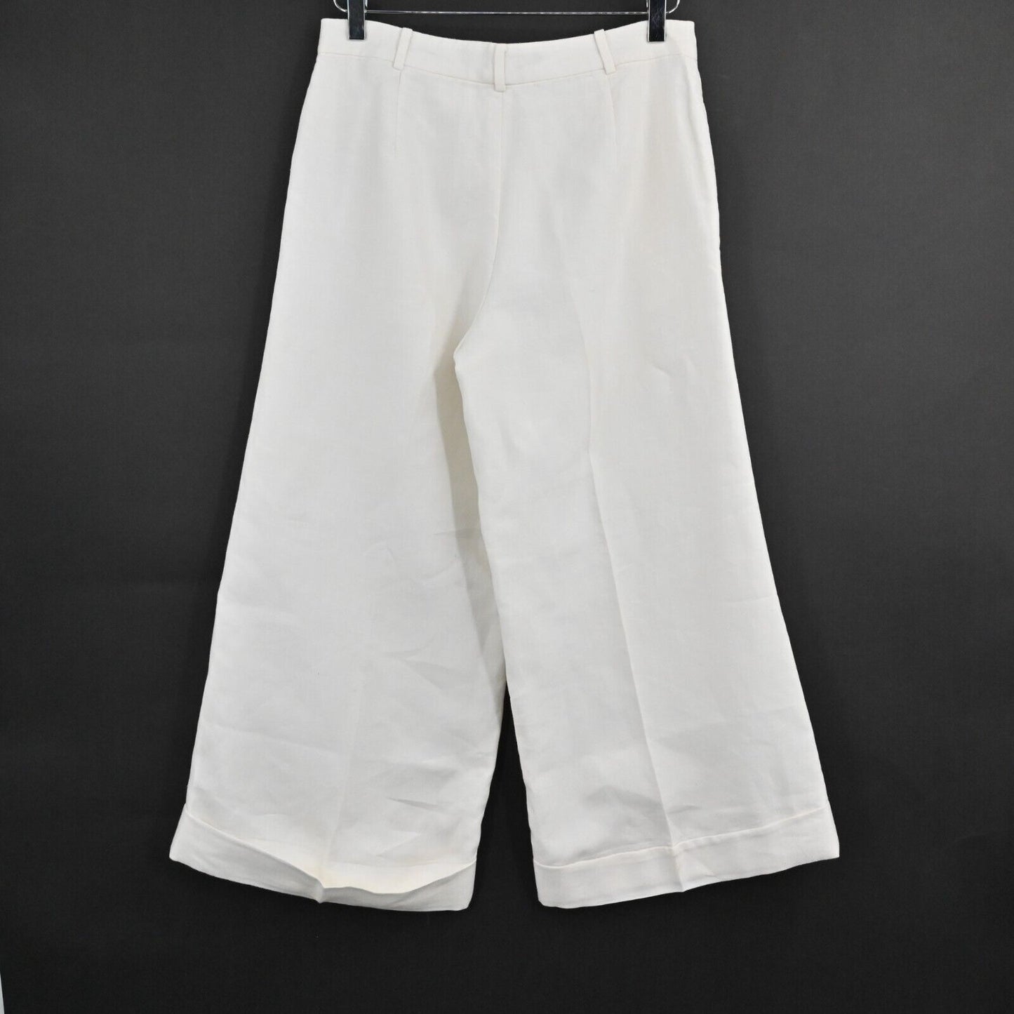 RALPH LAUREN Black Label Pants Womens Sz 6 White Linen Blend Cropped Wide Leg