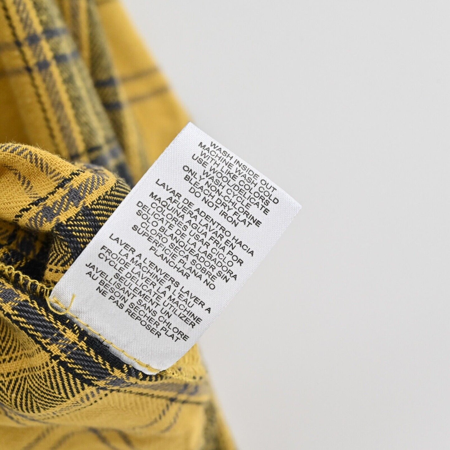 DISNEY Top Womens Size XS Yellow Plaid Mickey Mouse Graphic 100% Cotton Flannel