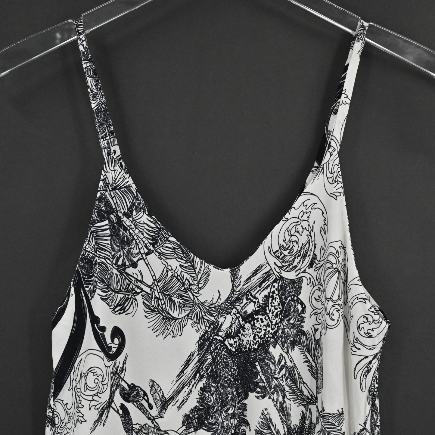 SCANDAL ITALY Womens Top Size M Molly Toile Black White Print Cami Blouse NEW