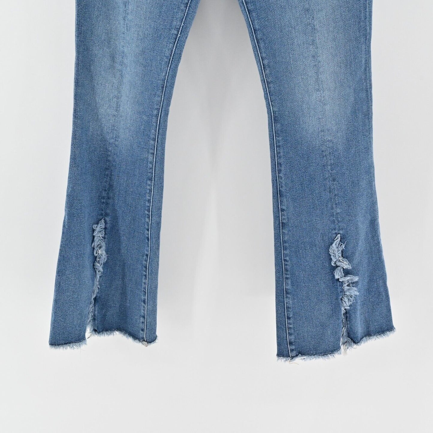 7FAM Jeans Womens Size 29 Luxe Vintage High Rise Slit Blue Denim Flare Raw Hem