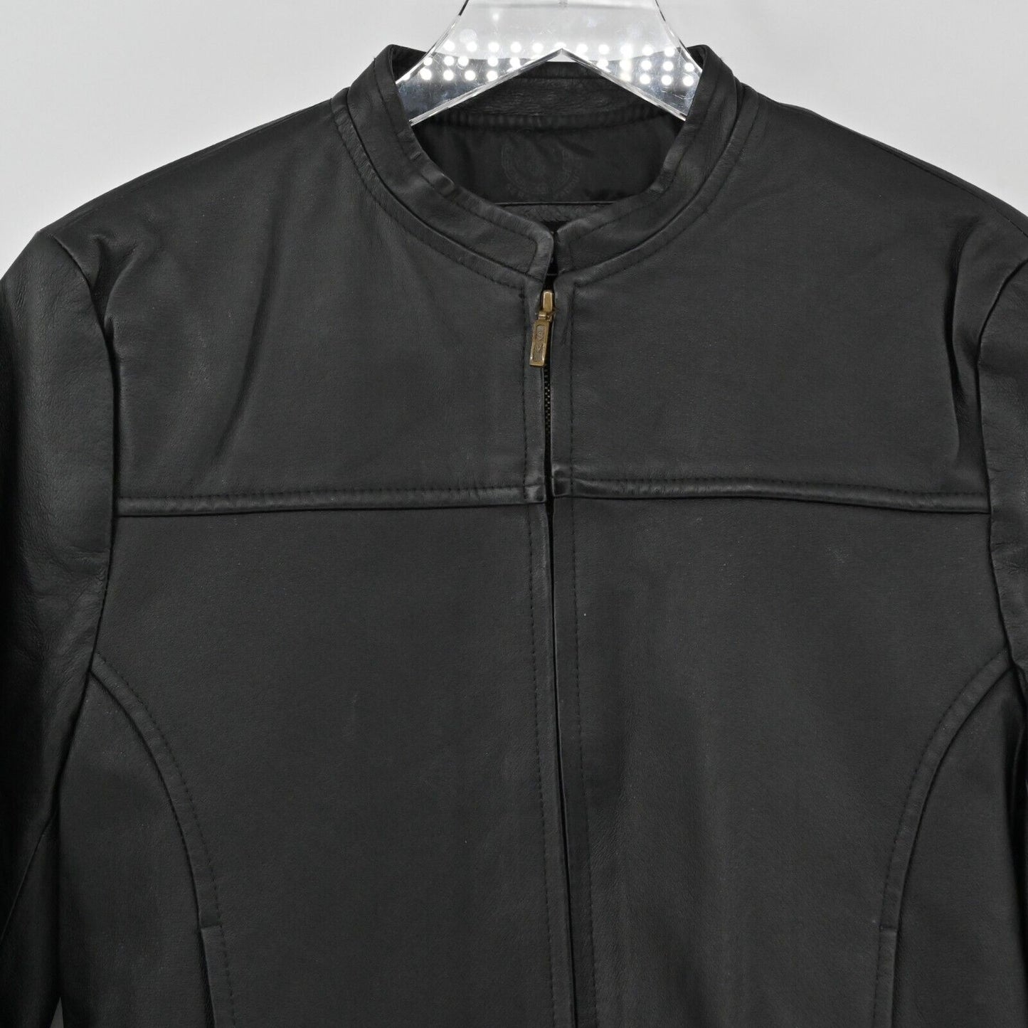 Vtg SERGIO VADDUCCI Jacket Womens Size M Black Leather Long Sleeve Short Zip Up