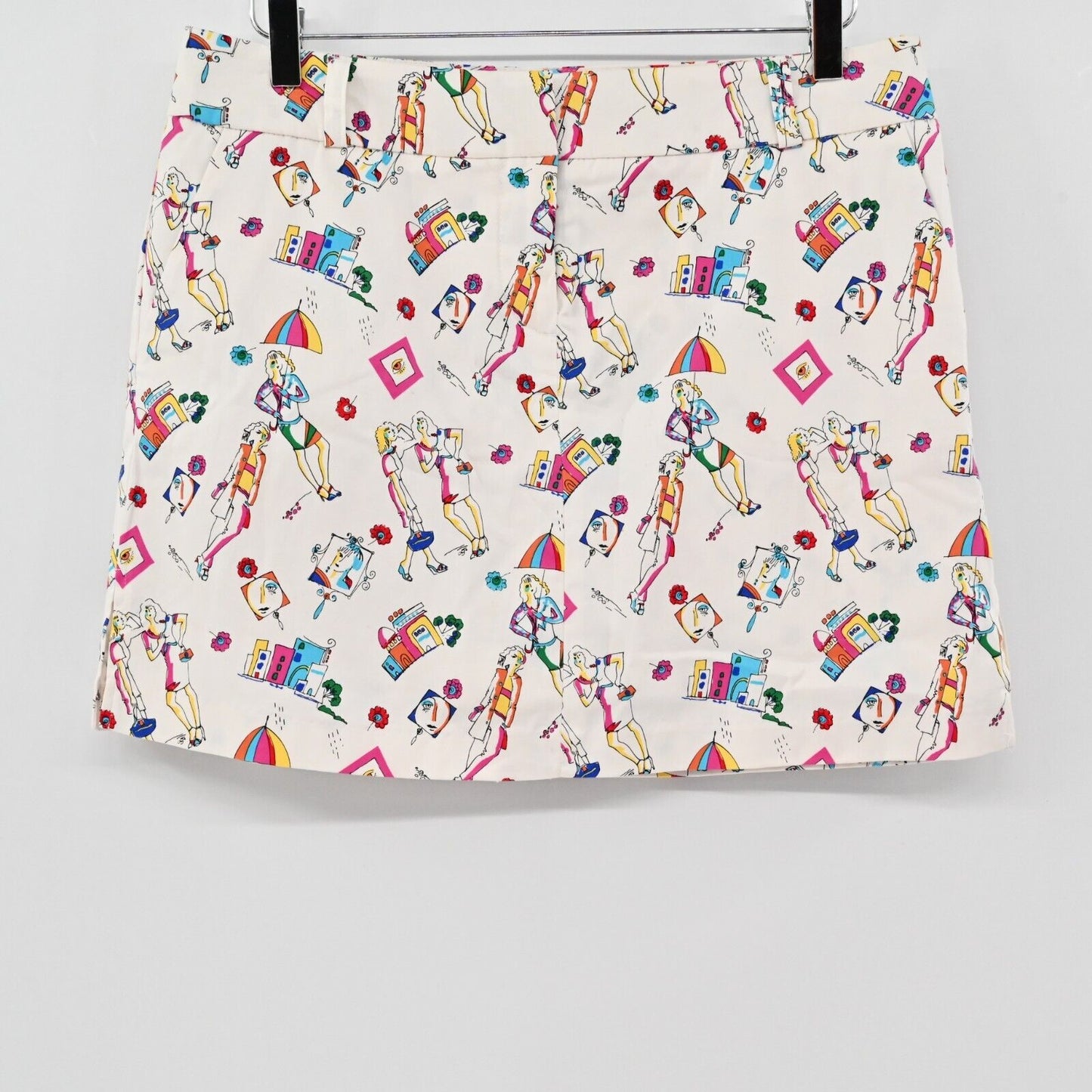 Vtg Skirt Womens Size 8 Downtown Ladies Print Multicolor Mini Pockets ATTYRE