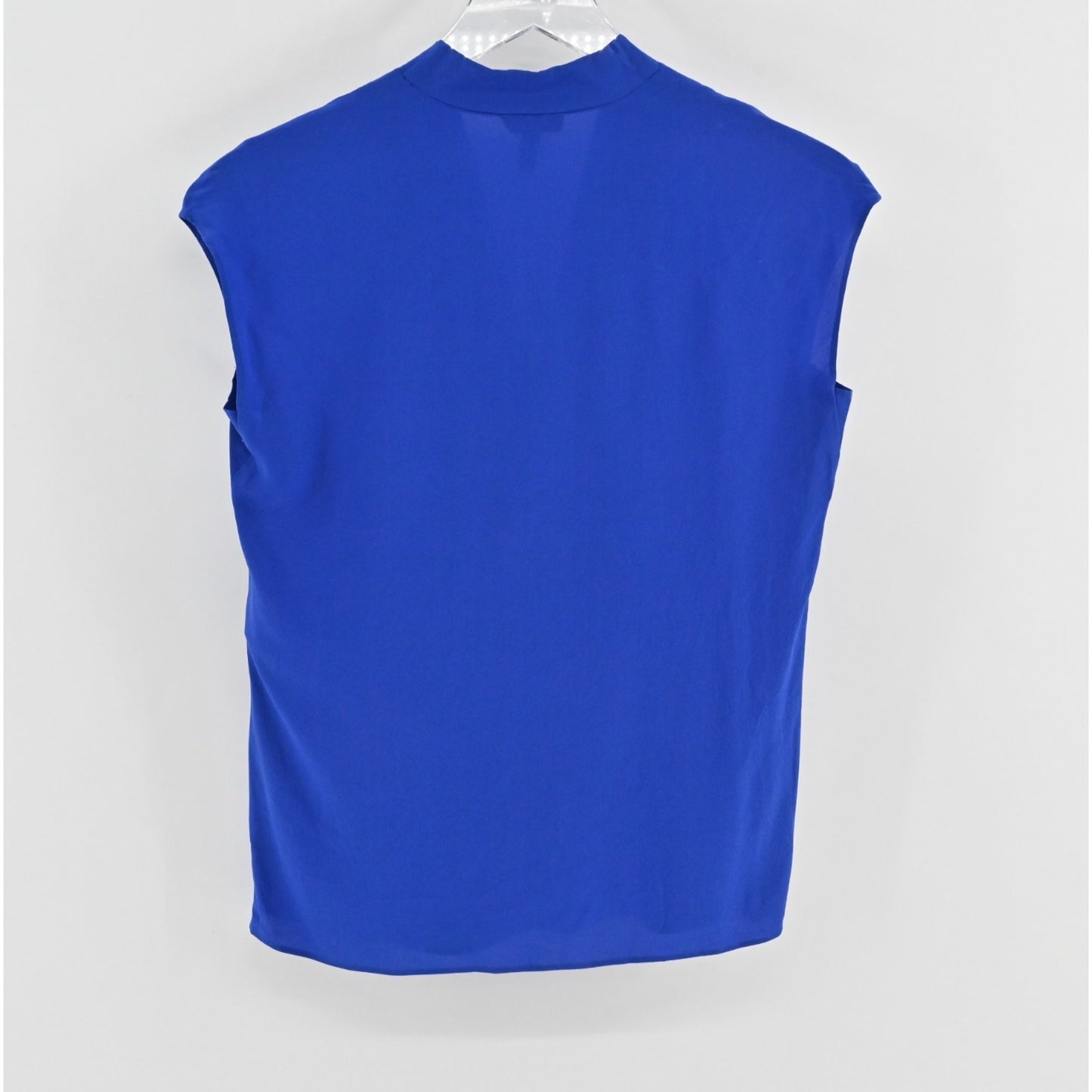 Escada Womens Silk Royal Blue Top Size 32 Sleeveless Pleated VNeck Blouse Siren