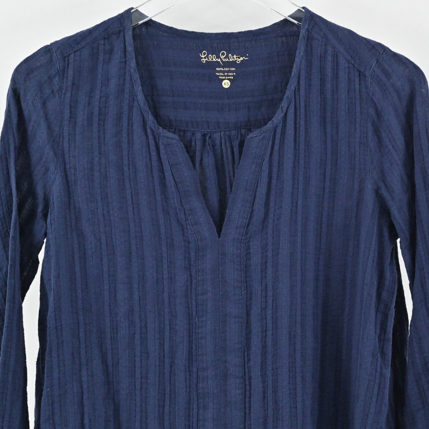 LILLY PULITZER Top Womens Size XS Nalani True Navy Swing Tunic Cotton Blouse