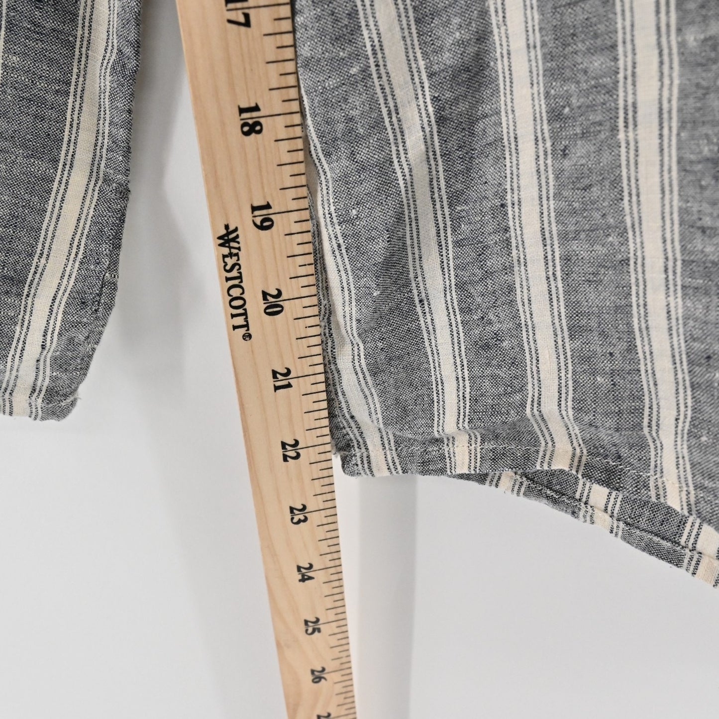 Chrisitan Siriano Womens Linen Stripe Top Size XS Gray Beige Lagenlook Prairie
