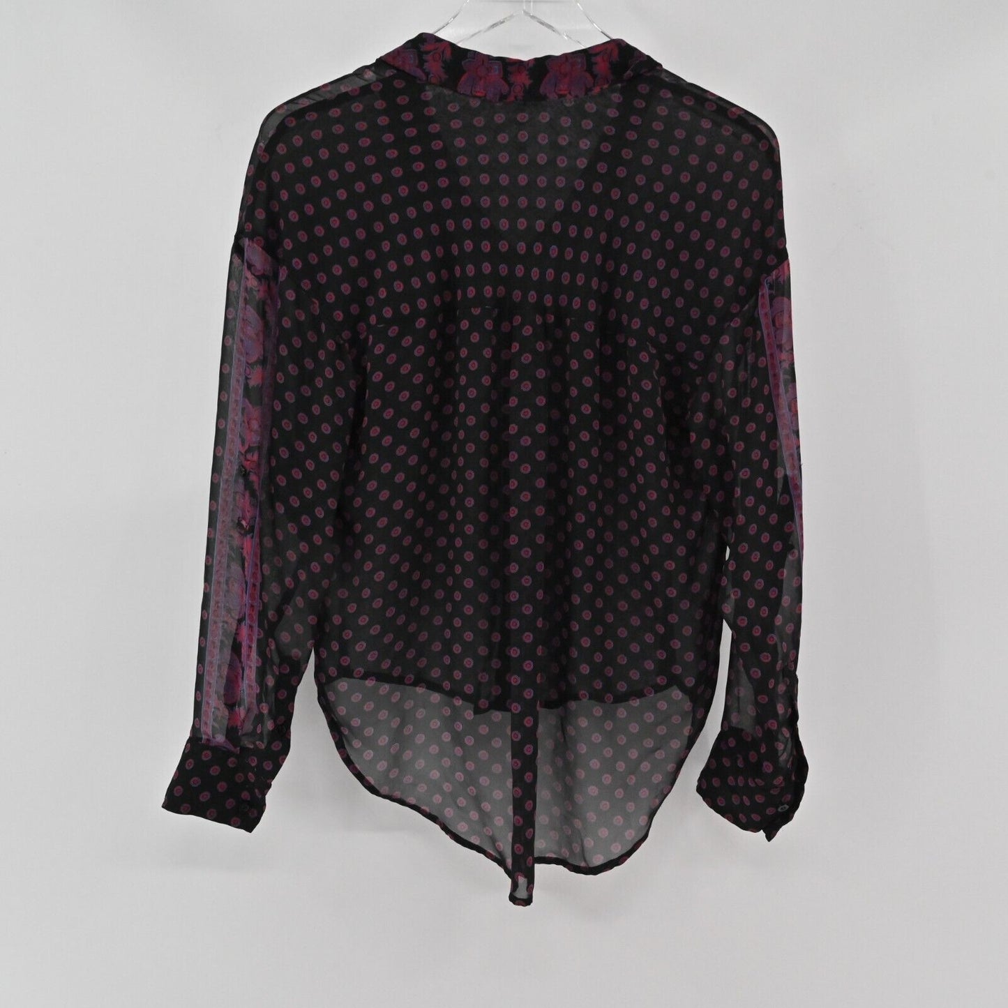 FREE PEOPLE Top Womens Size XS Easy Rider Button Down Blouse Black Combo Floral