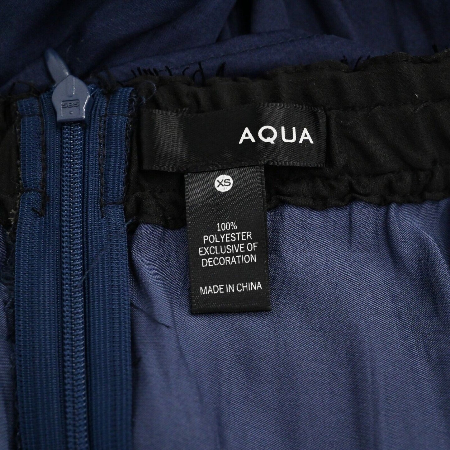 AQUA Dress Womens Sz XS Blue Midi Lace Inset Halter Open Shoulder Strappy A Line