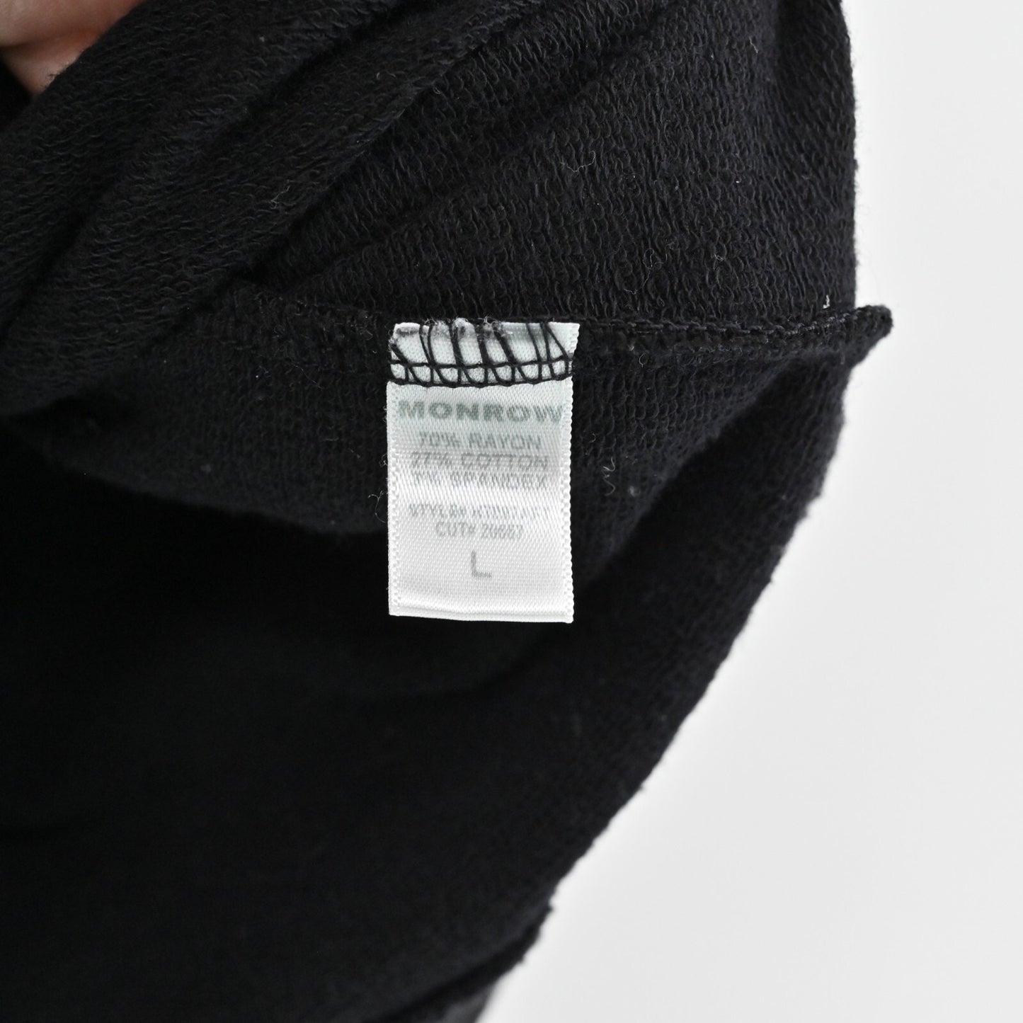 MONROW Top Womens Sz L Black Long Sleeve Scoop Neck Stretch Capsule Quiet Luxury
