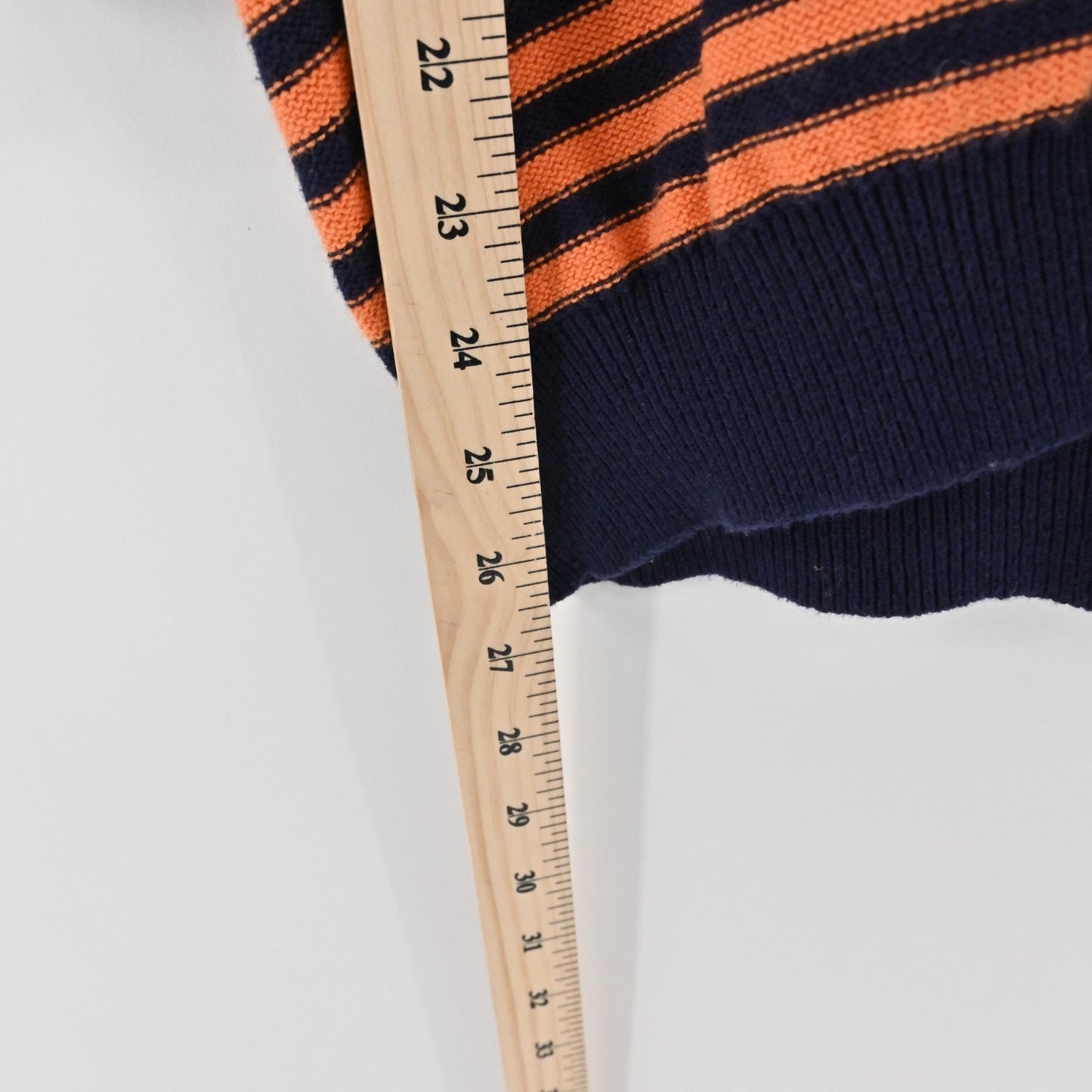 Ralph Lauren Womens Striped Knit Sweater Size XL Orange Blue Rugby Preppy VNeck