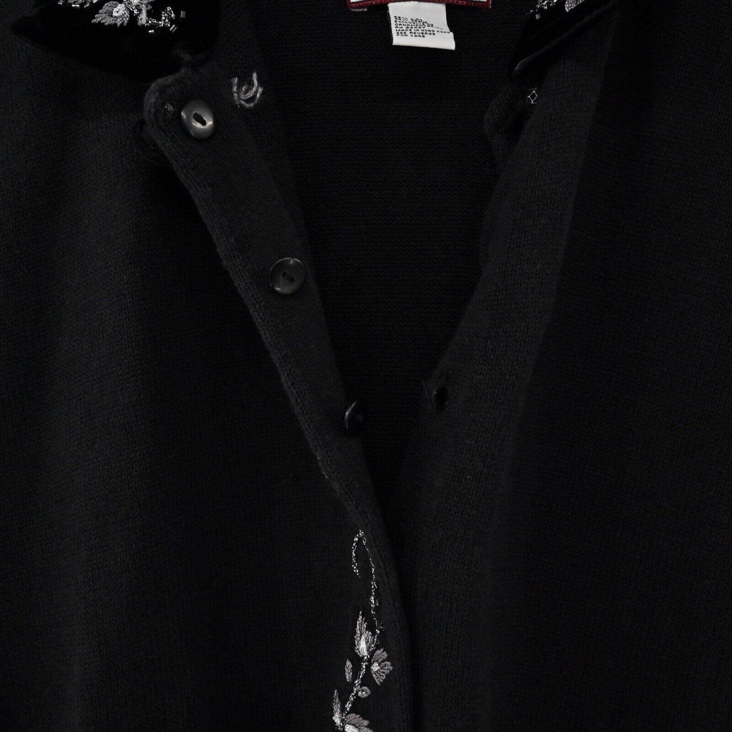 Vtg Beaded Cardigan Women Sz M Black Embroidered Paisley 90s TIARA INTERNATIONAL