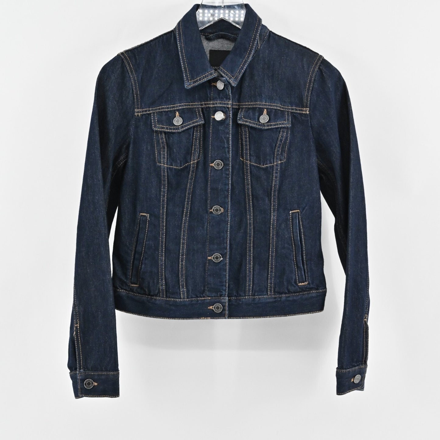 BANANA REPUBLIC Womens Embroidered Tiger Jacket Size XS Blue Denim Button Patch