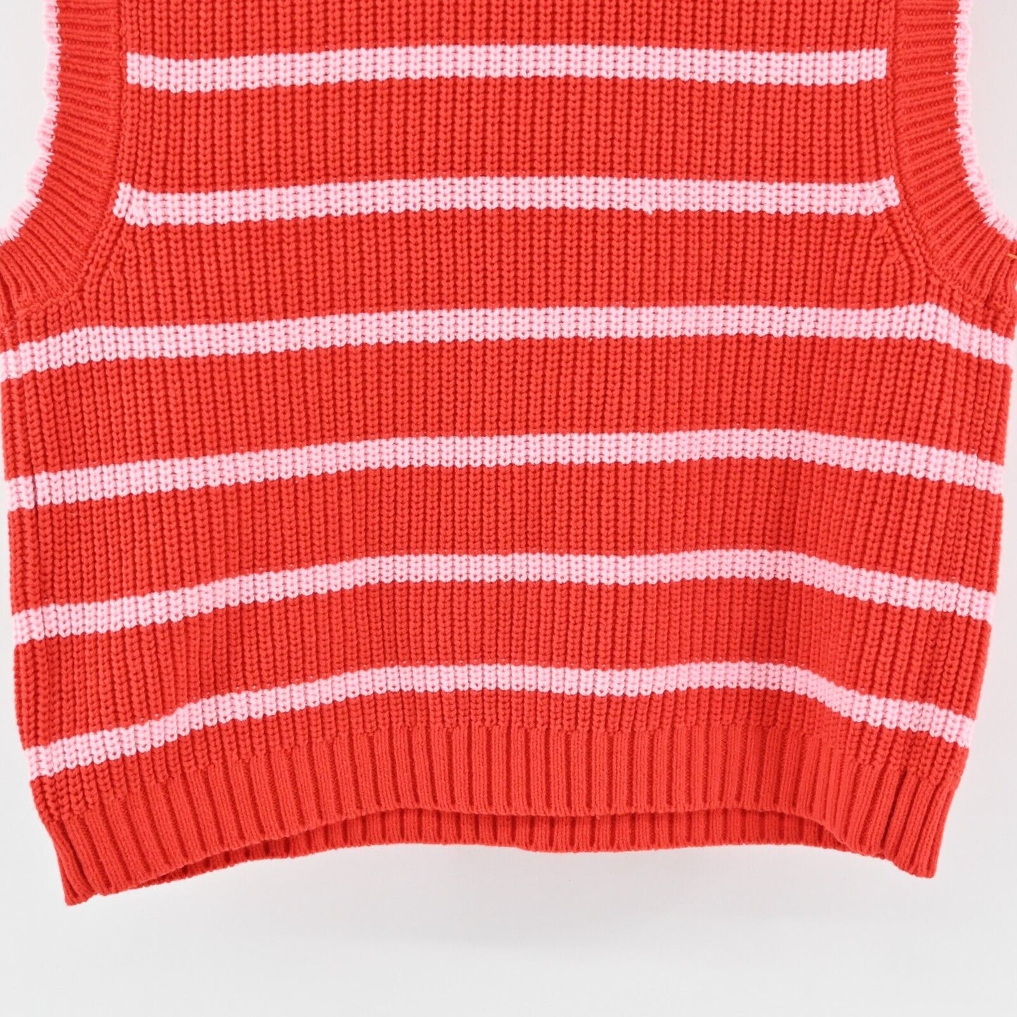 KERRI ROSENTHAL Sweater Vest Womens Siz M Red Pink Striped Heart Smiley Face NEW
