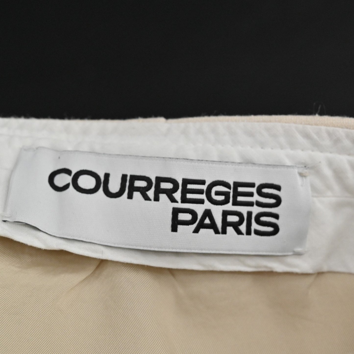 Courreges Paris Wool Mini Skirt Sz 38 Beige Mod Twee Retro Preppy Light Academia