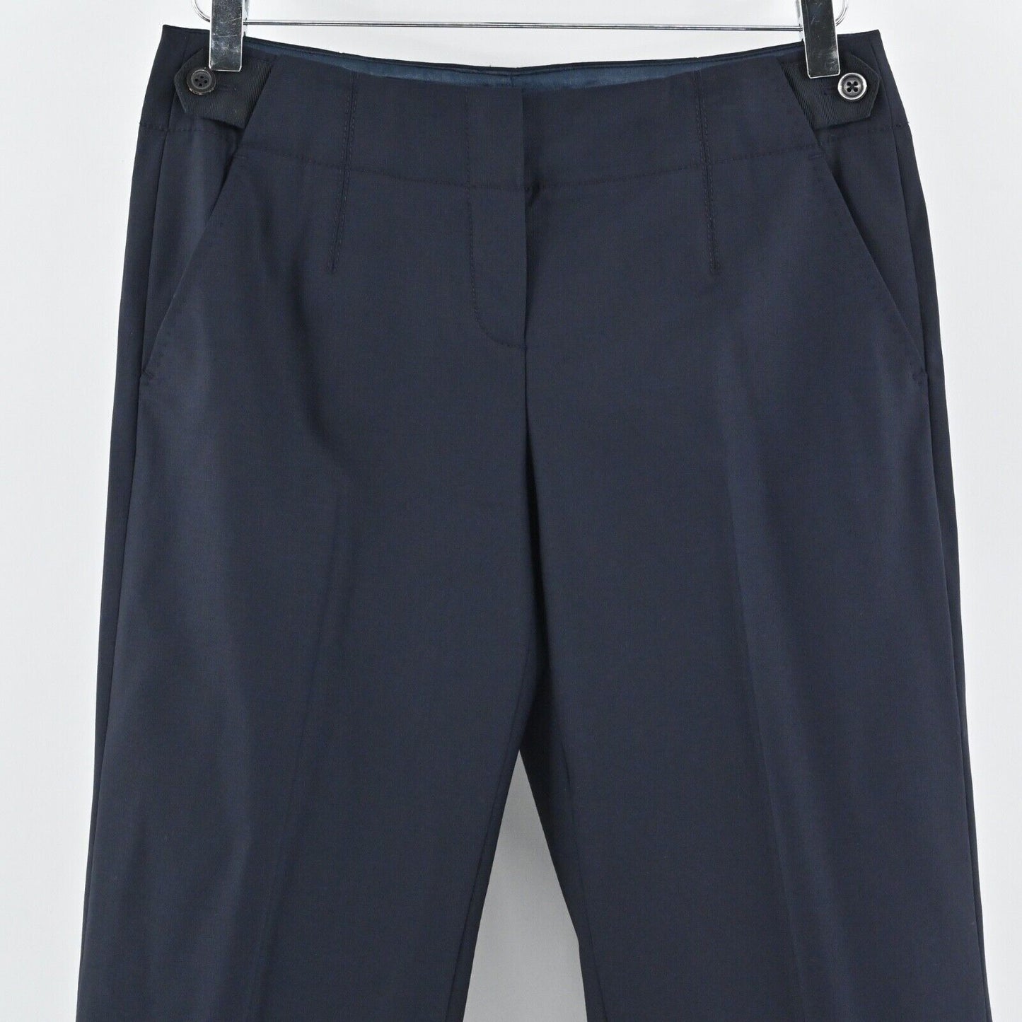 ELIE TAHARI Pants Womens Sz 6 Navy Blue Wool Blend Low Rise Straight Leg Trouser